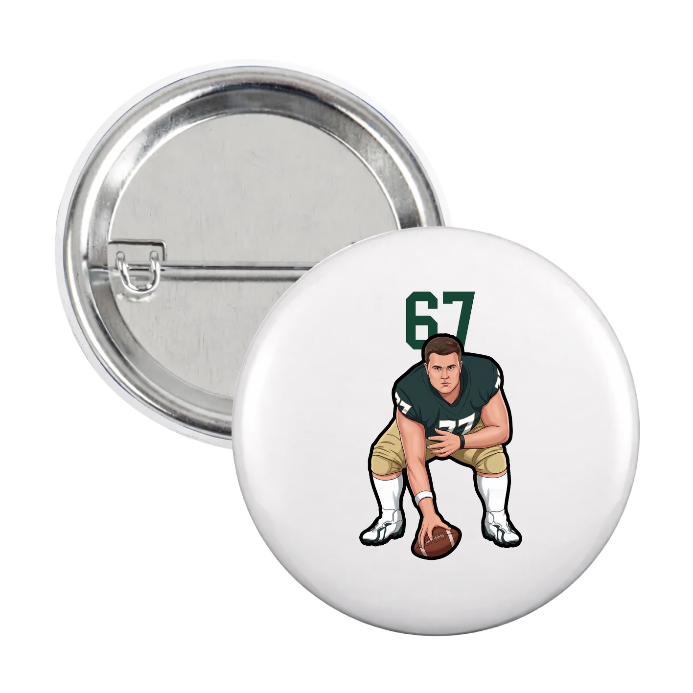 Game Day Button — Number Top in White