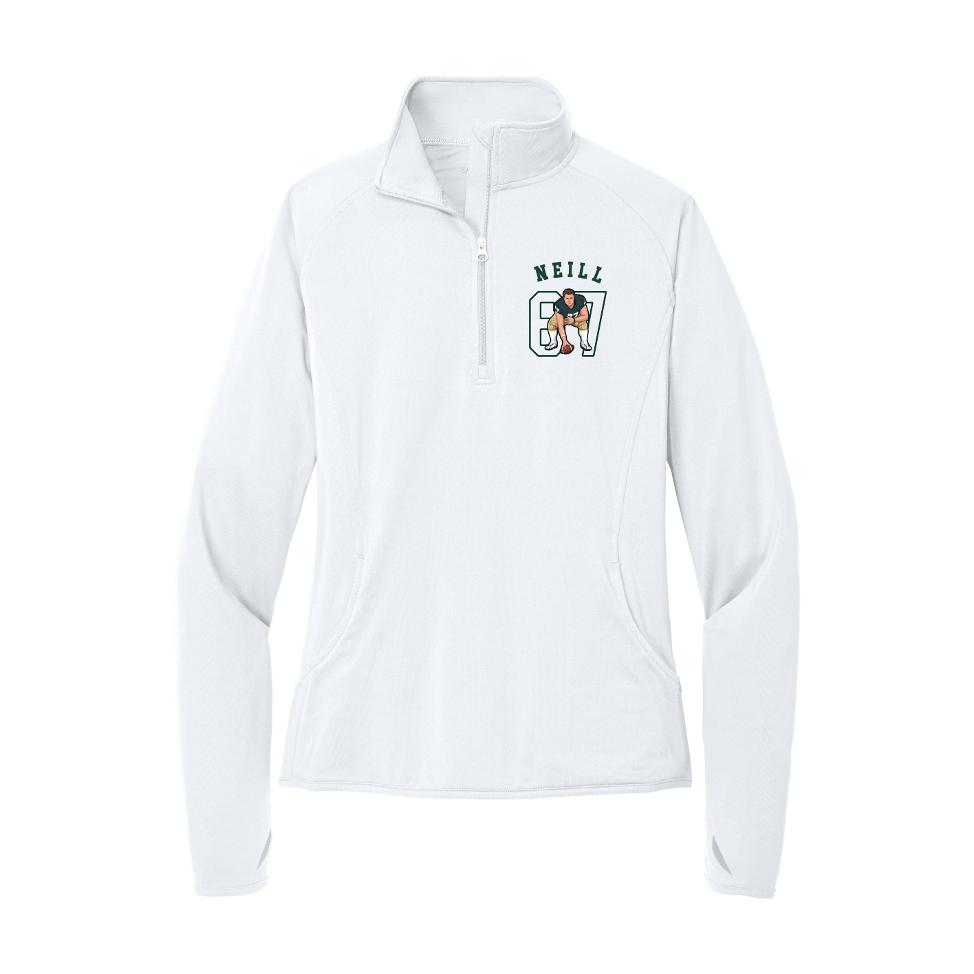 Women's Q-Zip Pullover — Shirsey Arch in White