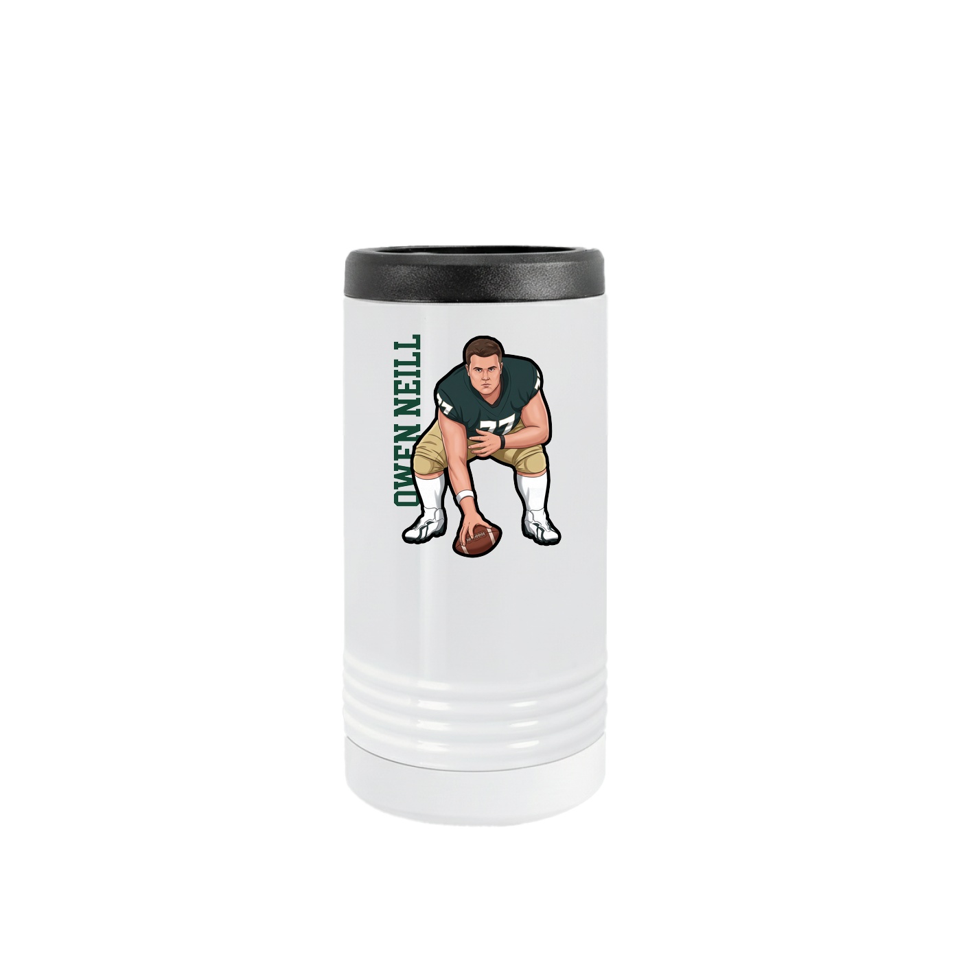 Slim Beverage Holder — Name Vertical in White