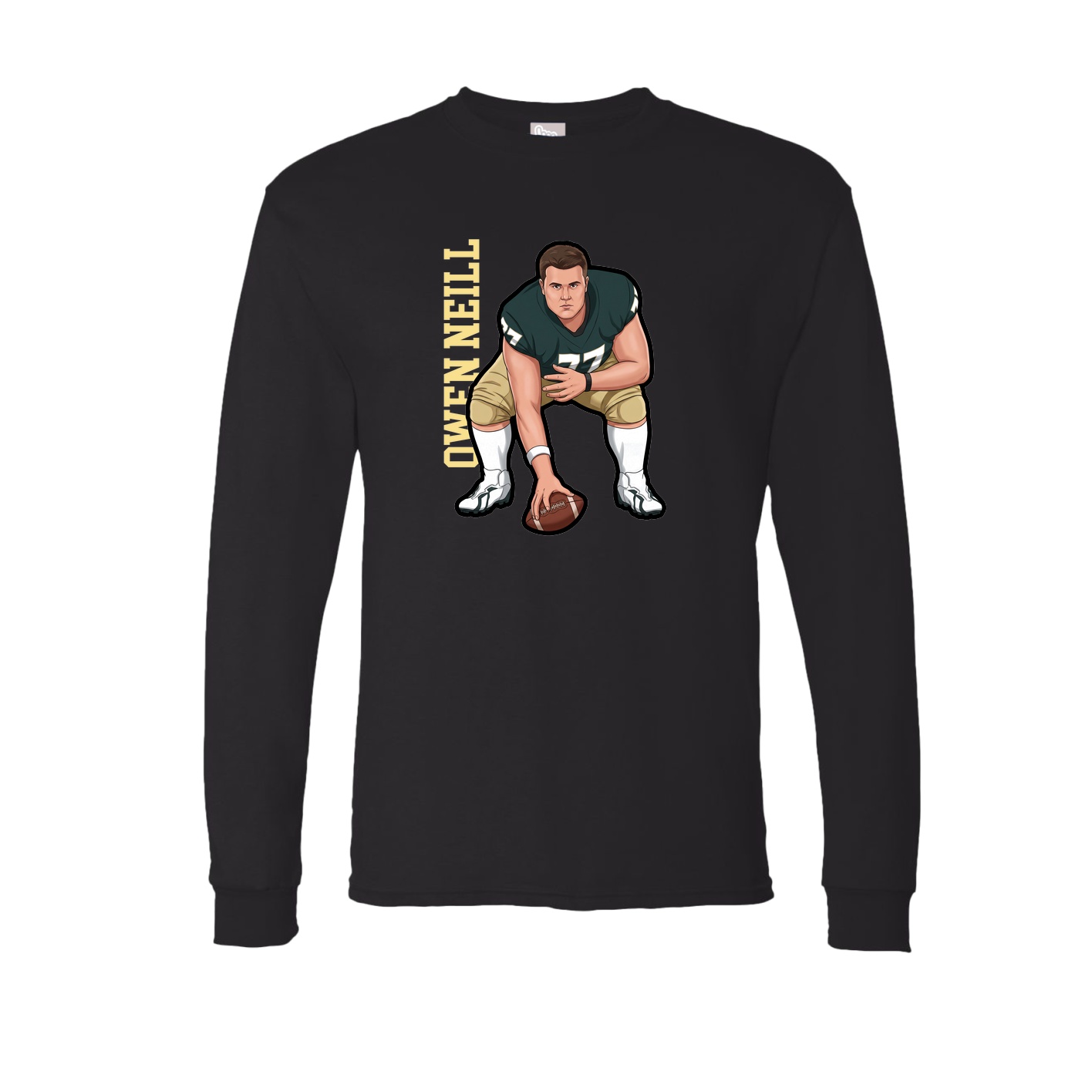 Long Sleeve Tee — Name Vertical in Black