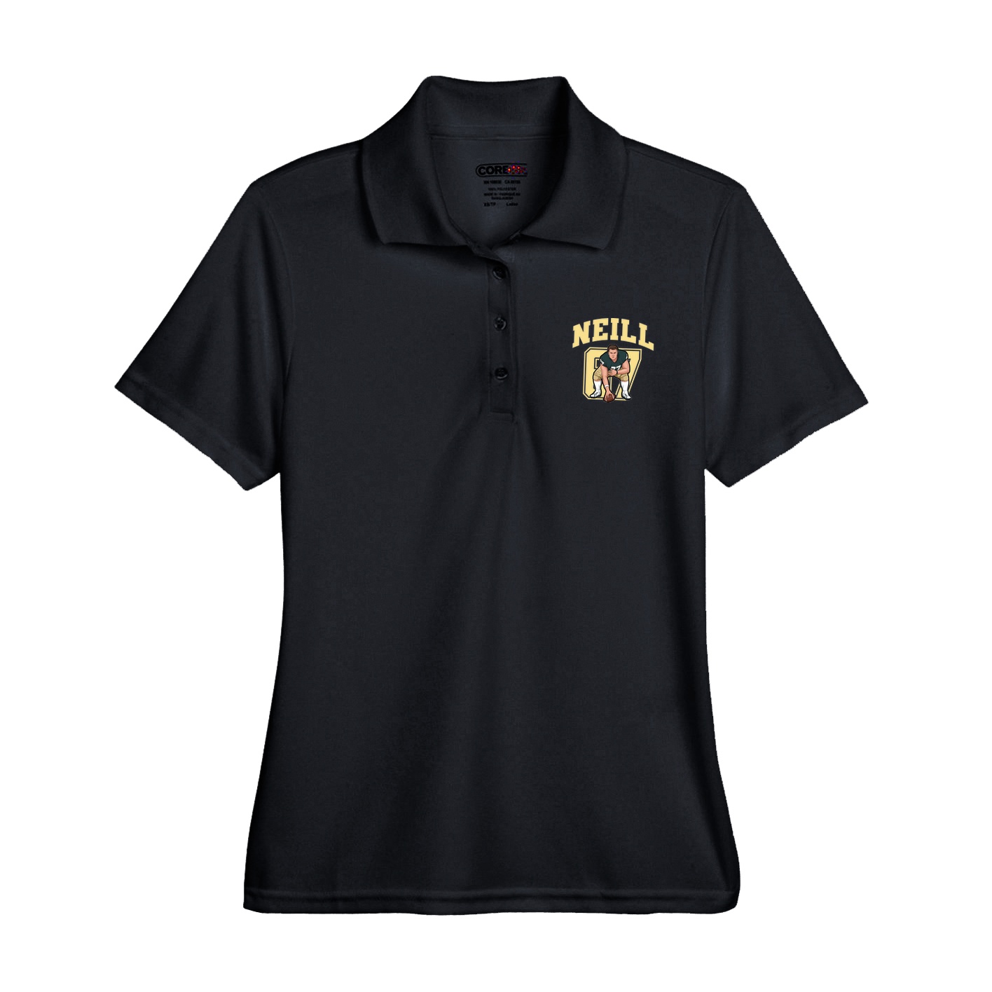 Womens Performance Polo — Number in Black
