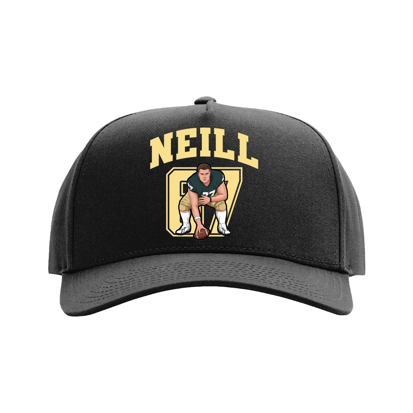 Full Fabric Five-Panel Champ Cap — Number in Black