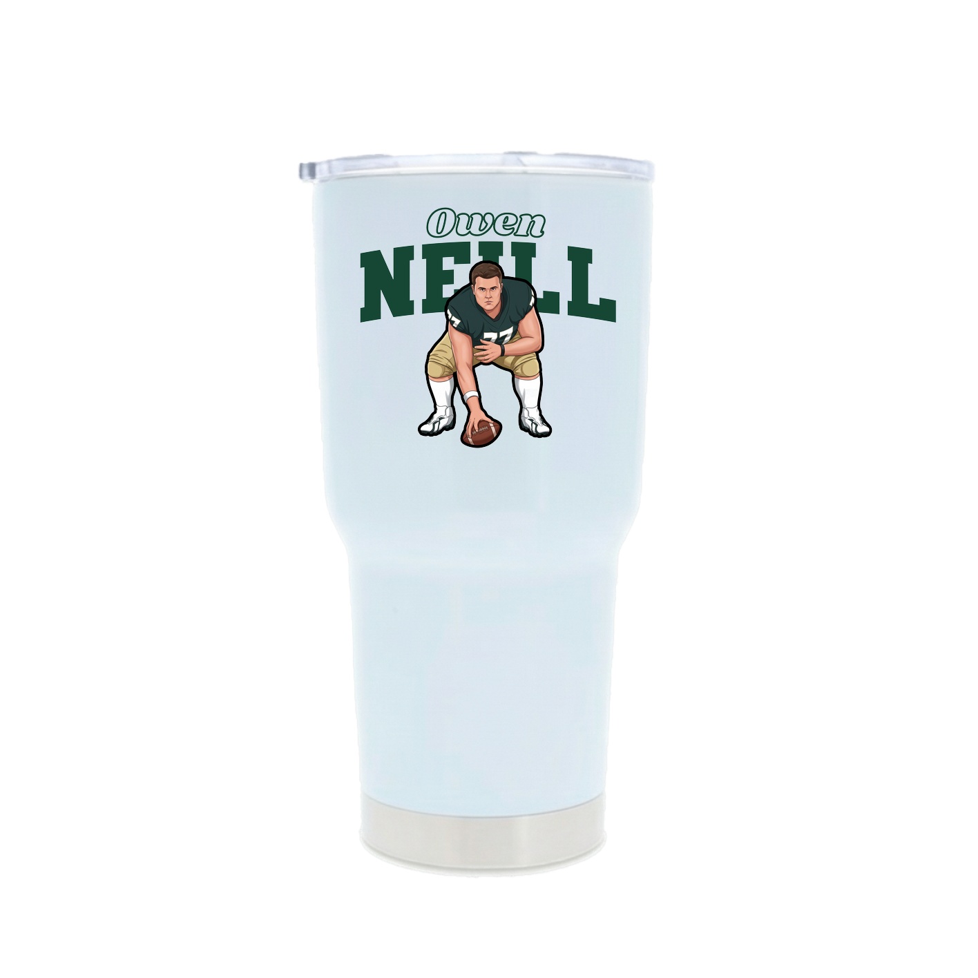 30oz Stainless Steel Tumbler — Name Arch in White
