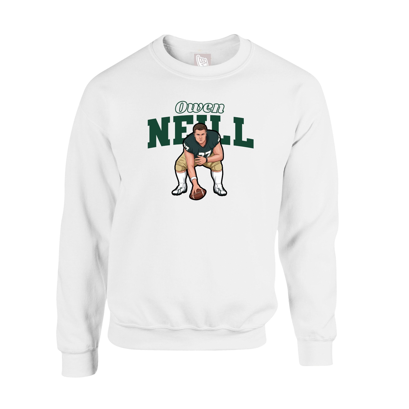 Fleece Crew — Name Arch in White