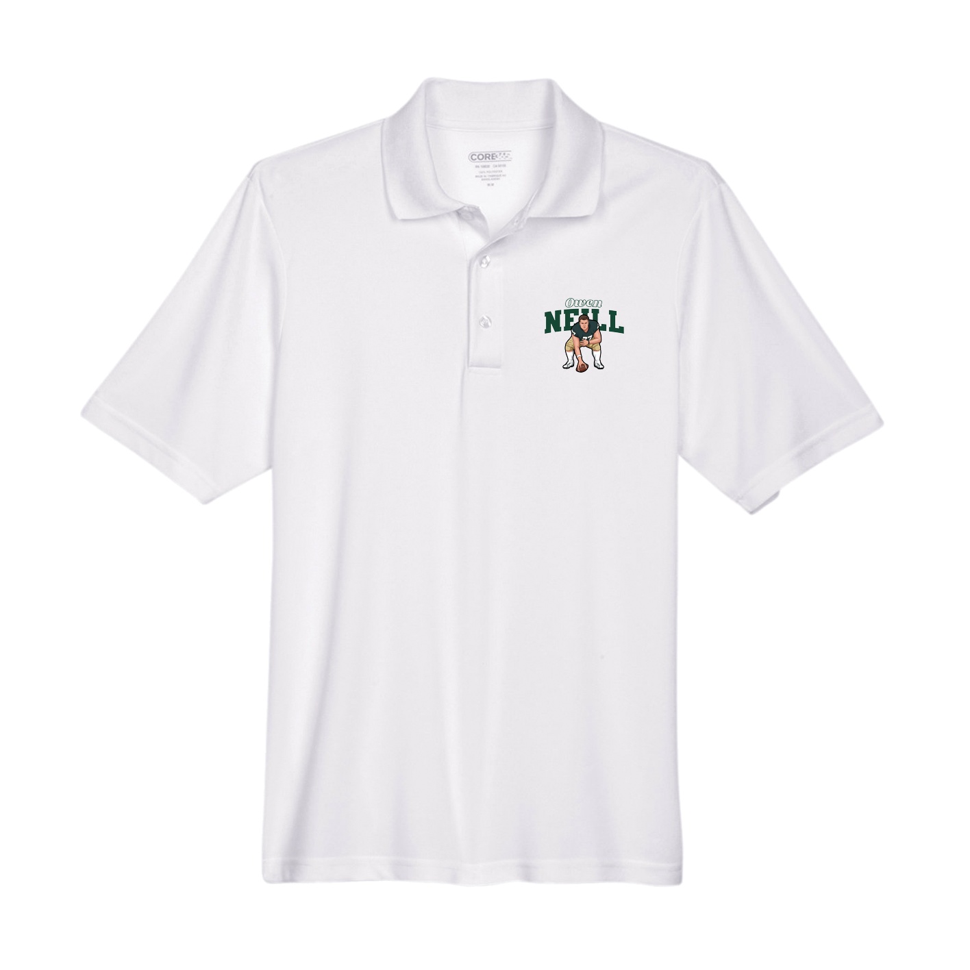 Performance Polo — Name Arch in White