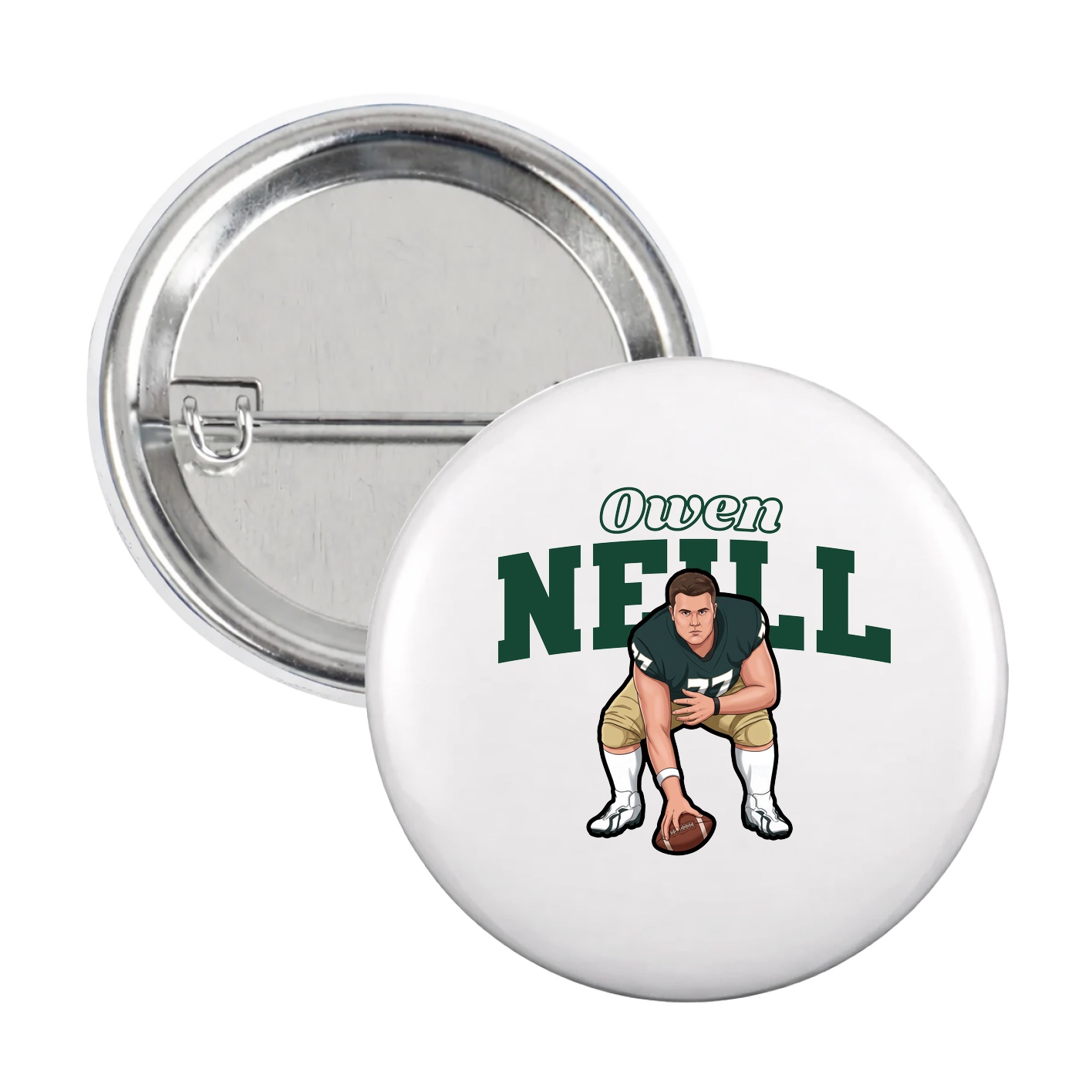 Game Day Button — Name Arch in White