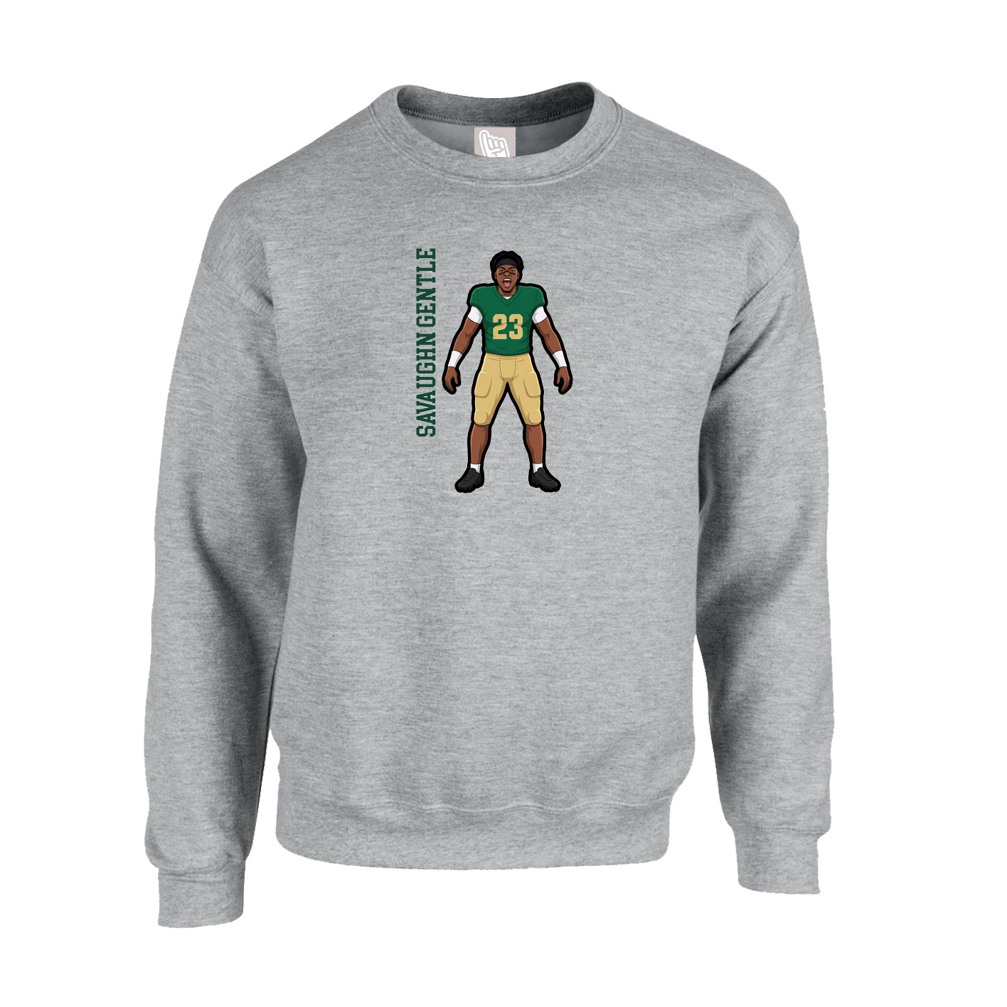Fleece Crew — Name Vertical in Grey