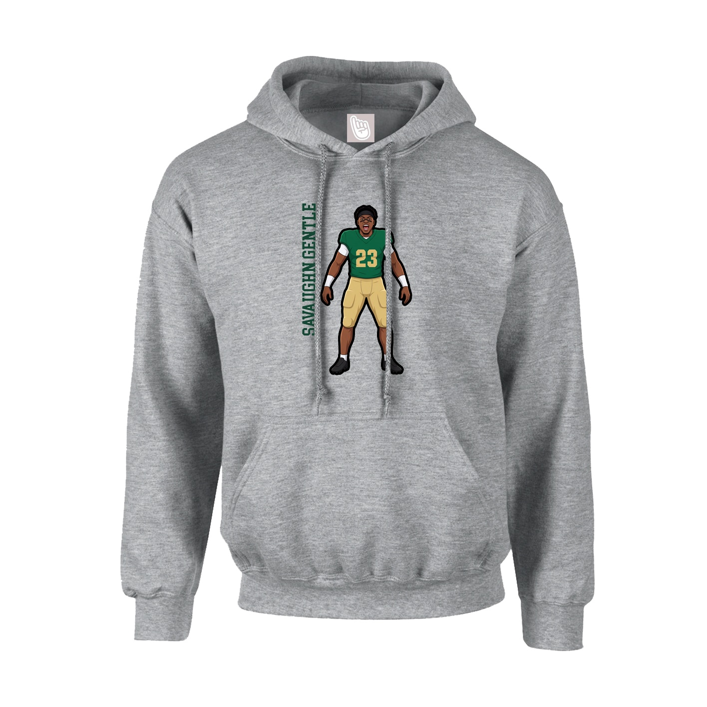 Youth Hoodie — Name Vertical in Grey