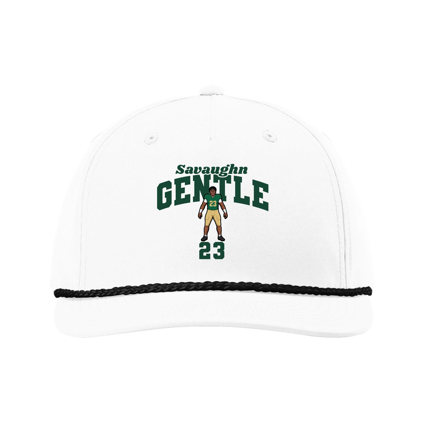 Five-Panel Classic Rope Cap — Signature Arch in White