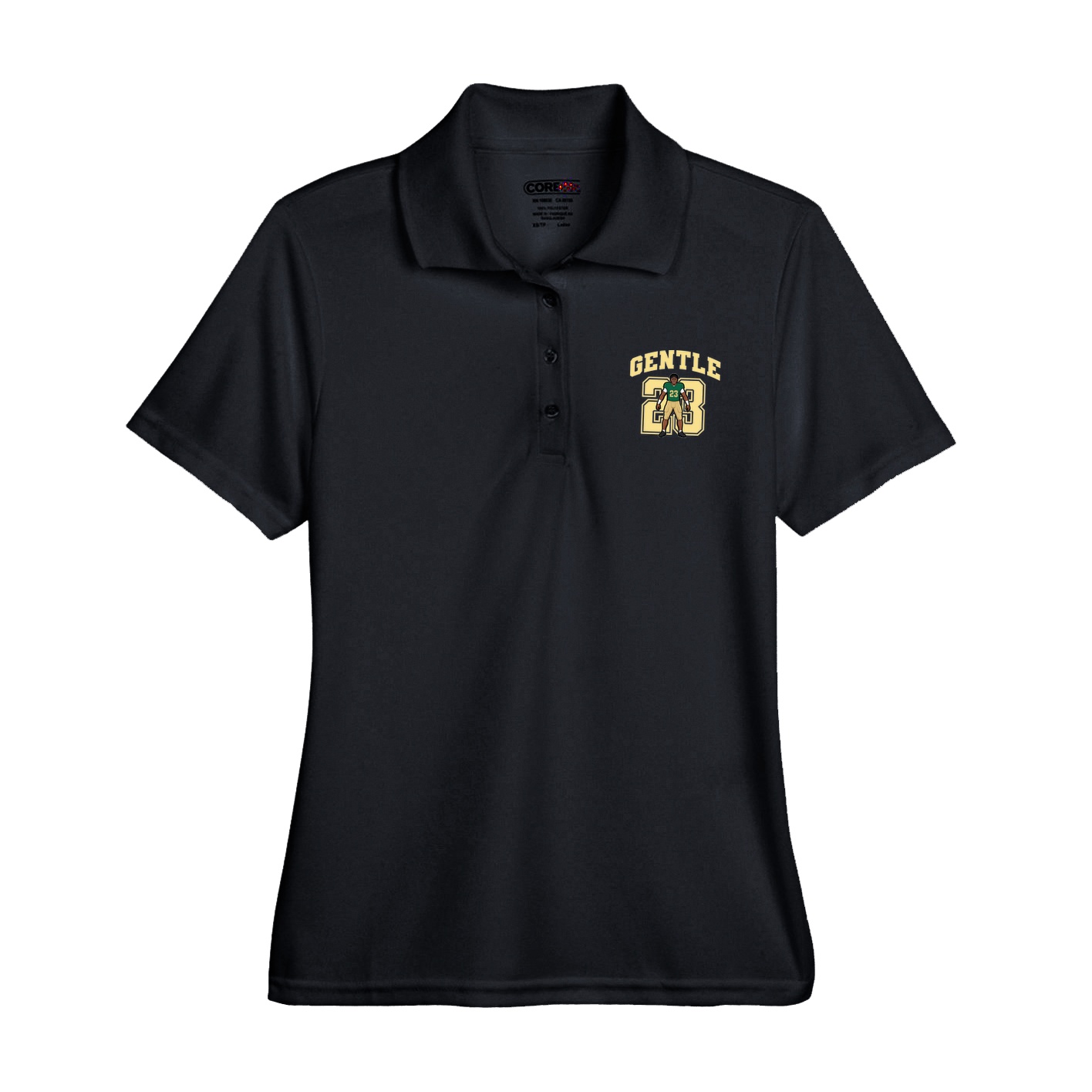 Womens Performance Polo — Number in Black