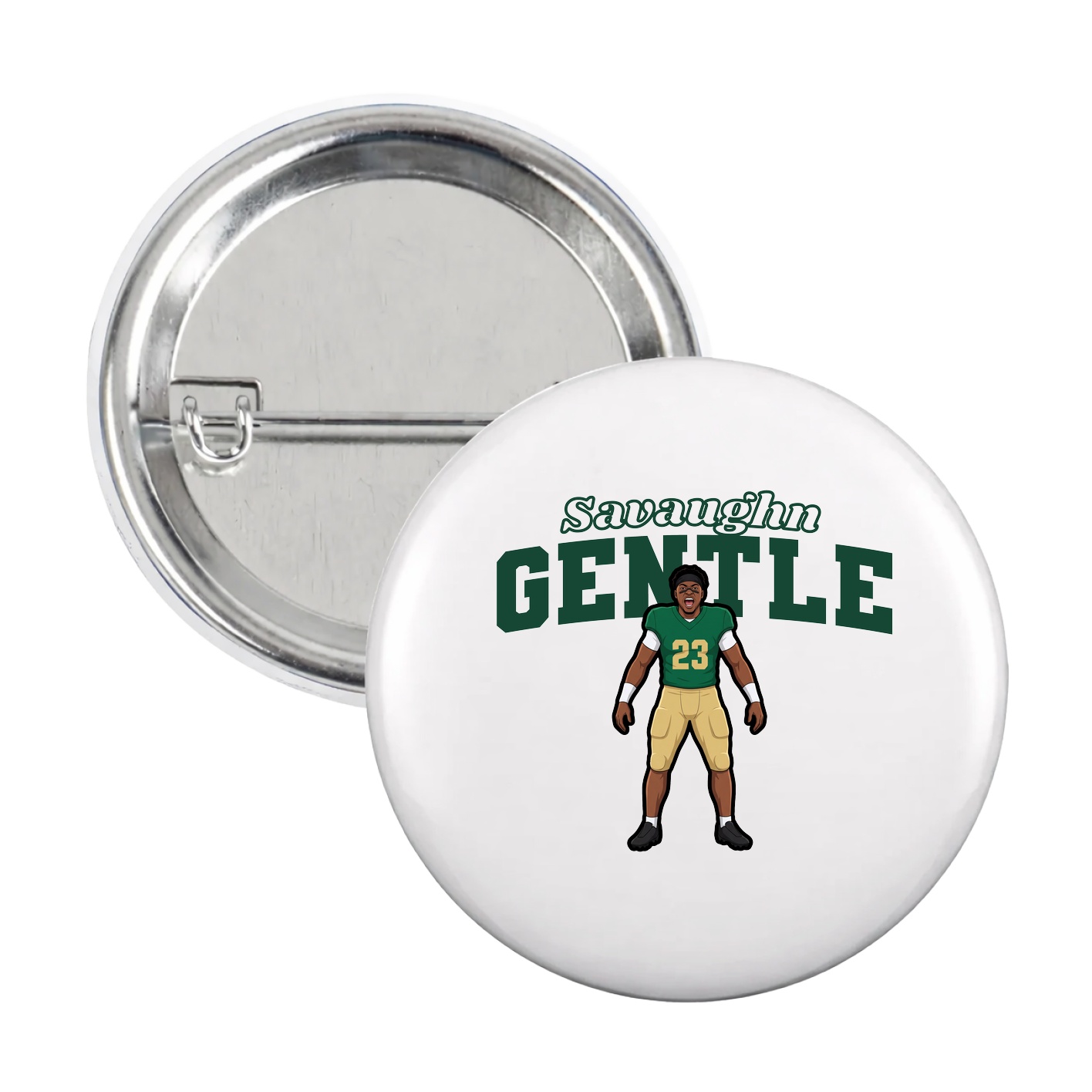 Game Day Button — Name Arch in White