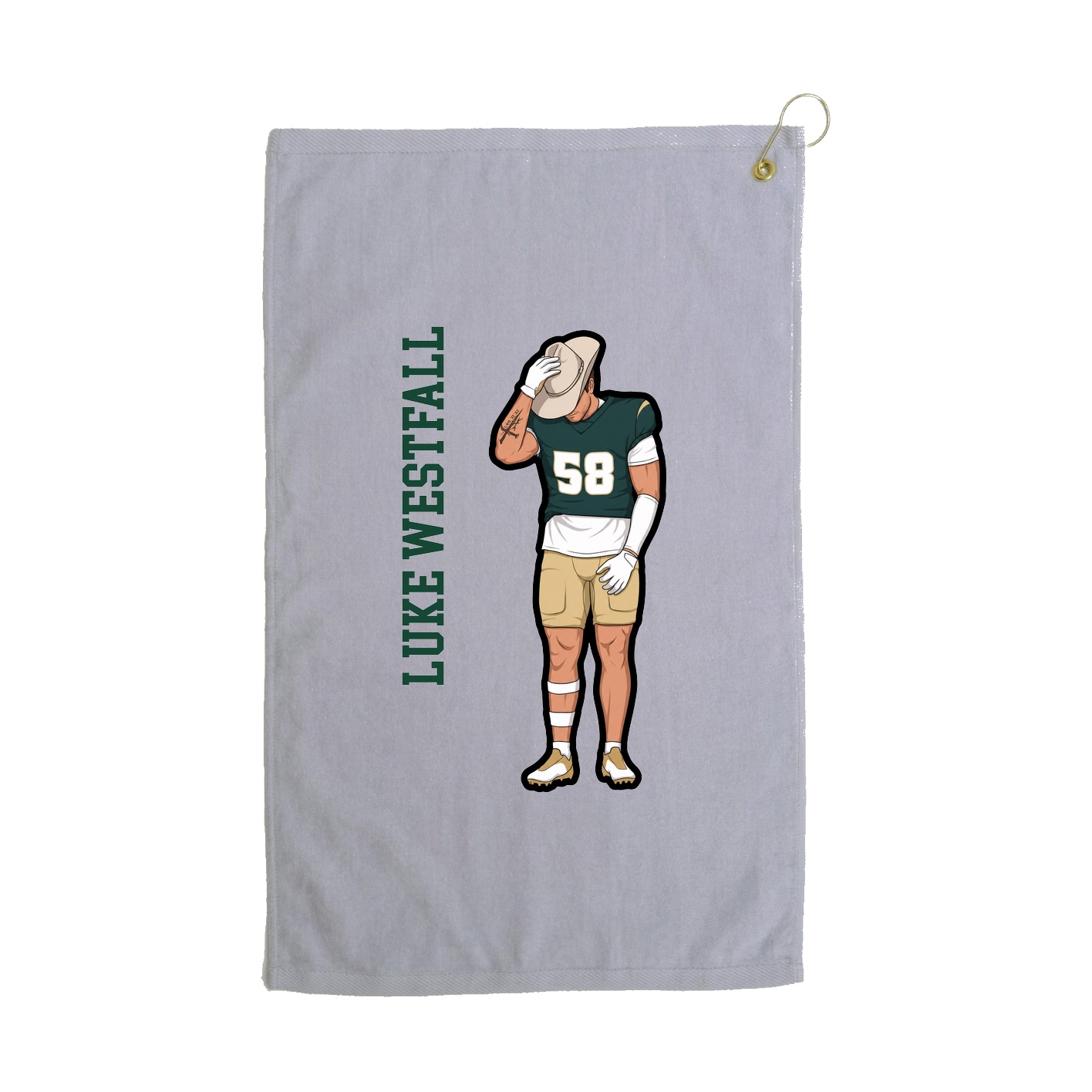Golf Towel — Name Vertical in Grey
