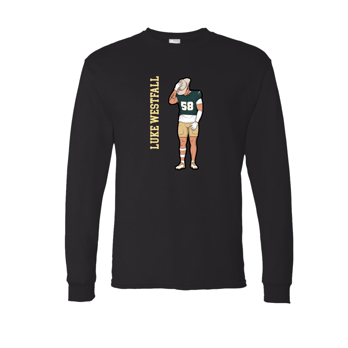 Long Sleeve Tee — Name Vertical in Black