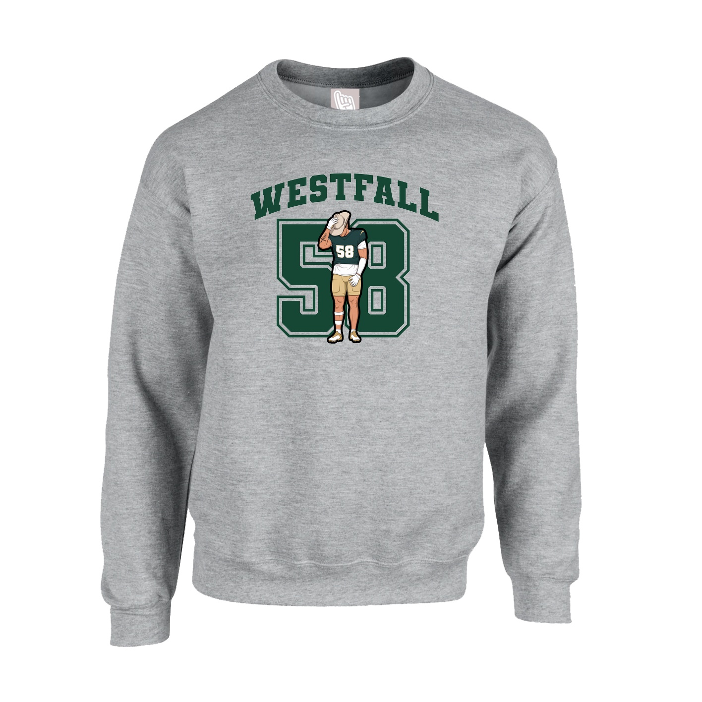 Fleece Crew — Number in Grey