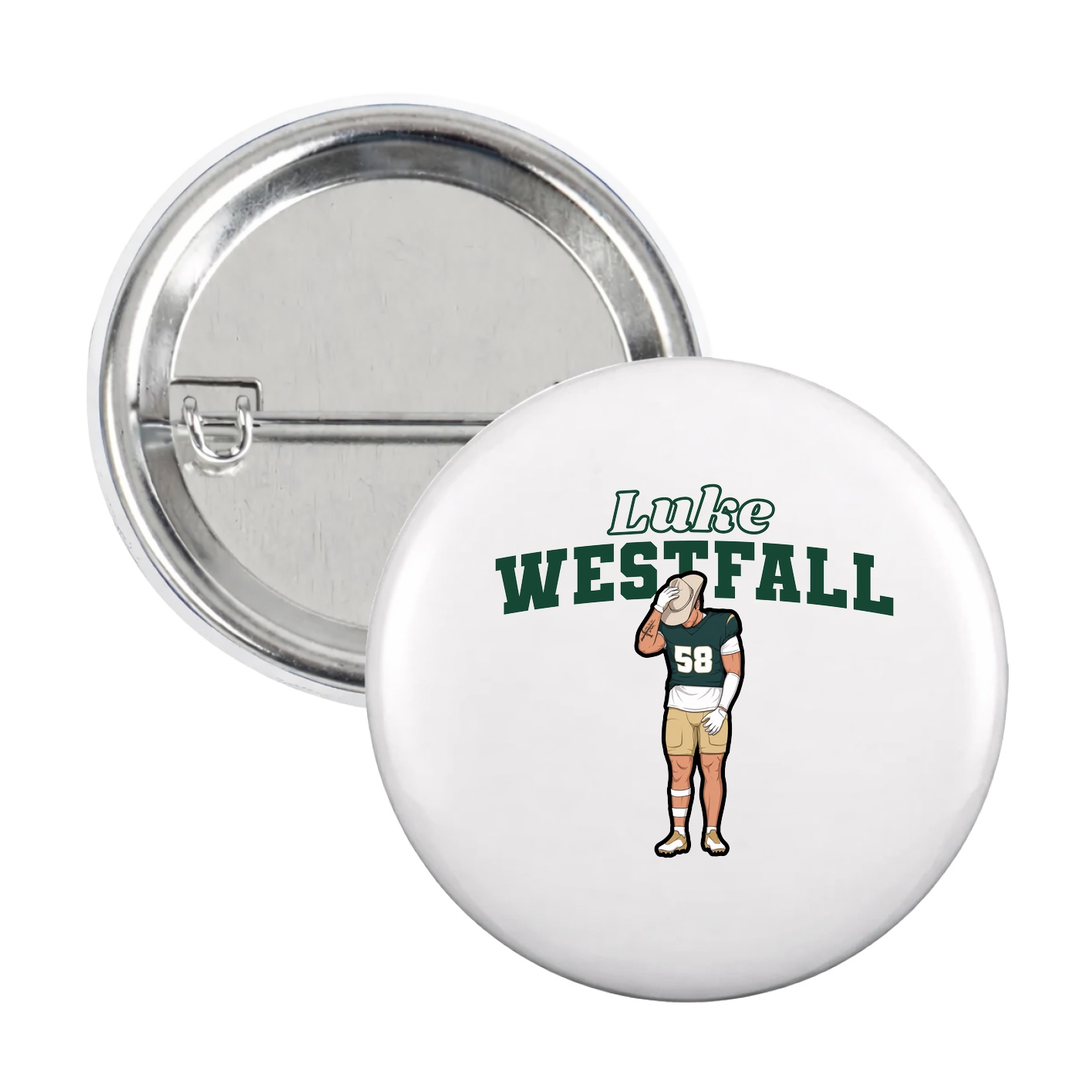 Game Day Button — Name Arch in White
