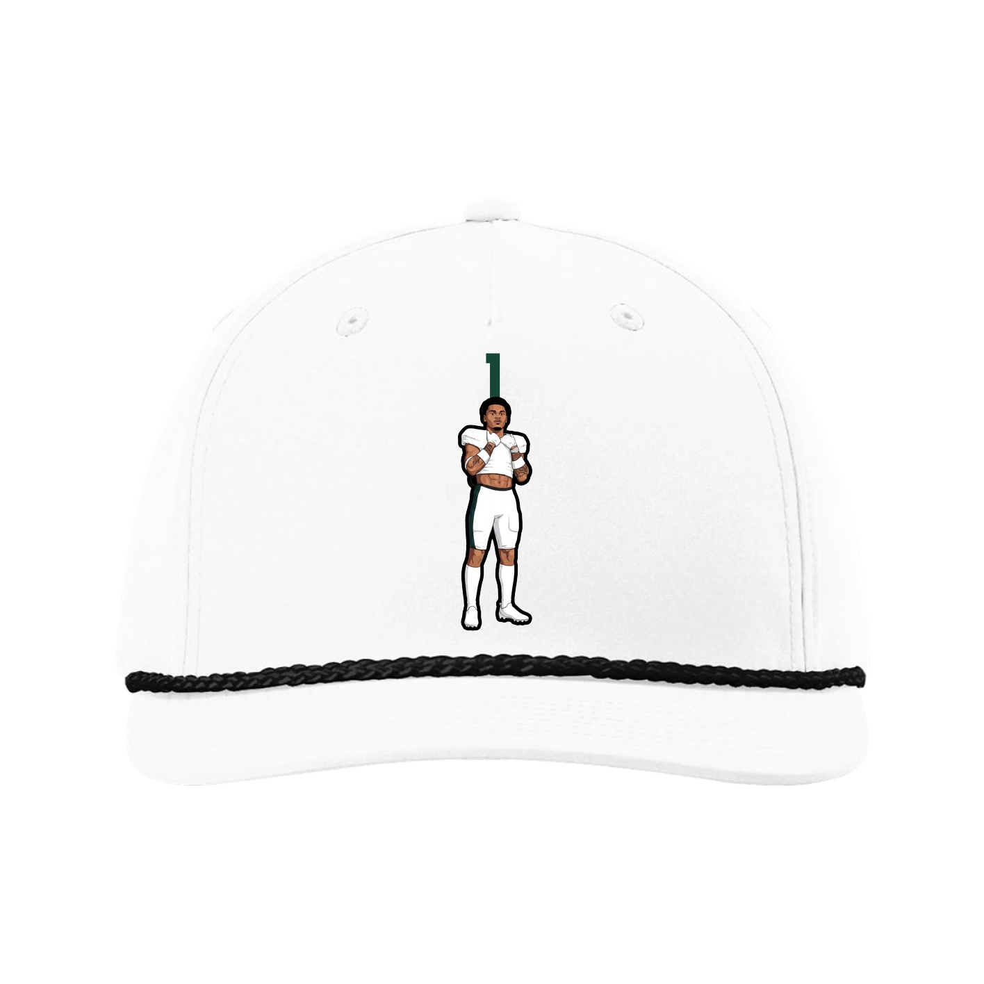 Five-Panel Classic Rope Cap — Number Top in White
