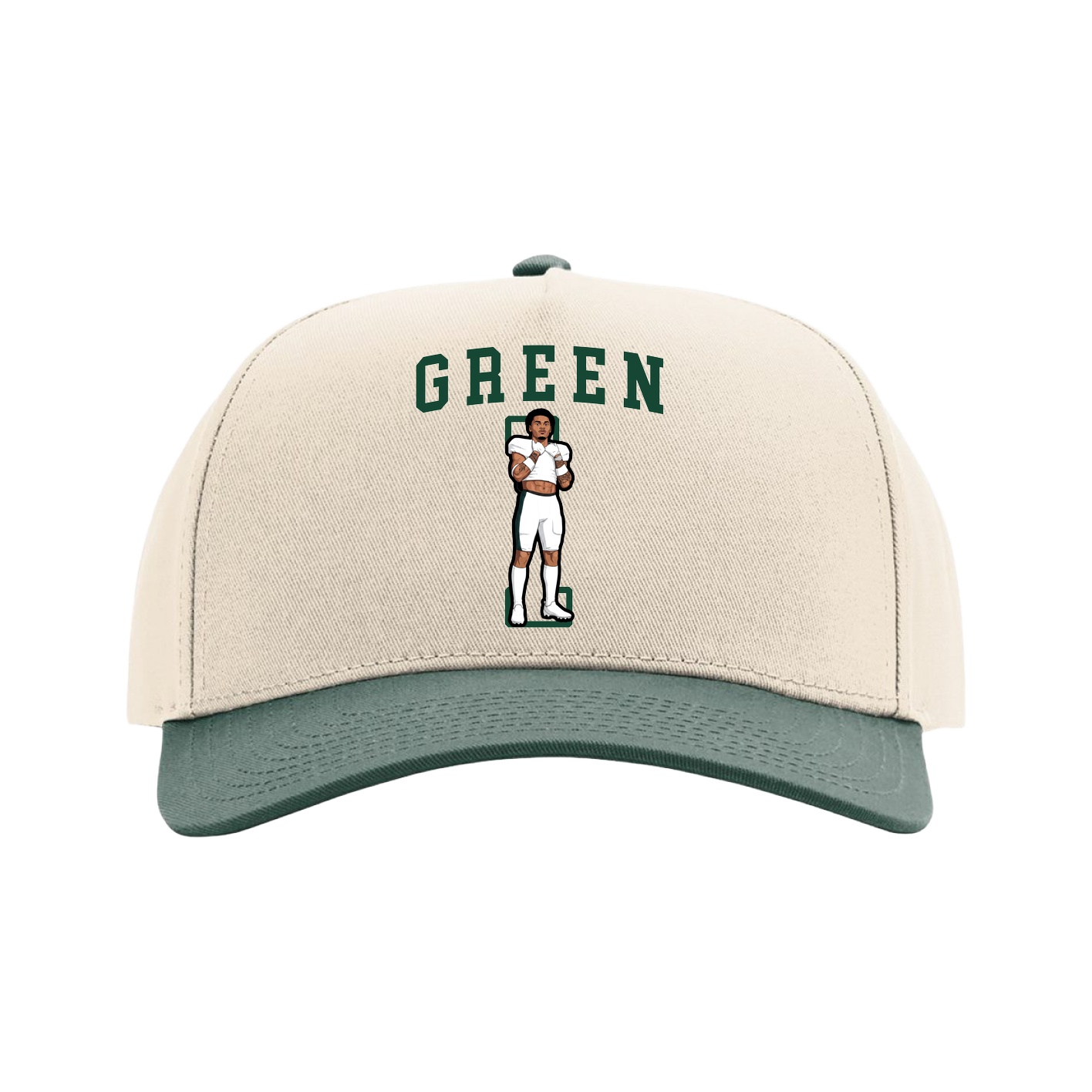 Full Fabric Five-Panel Champ Cap — Shirsey in Cream/Green