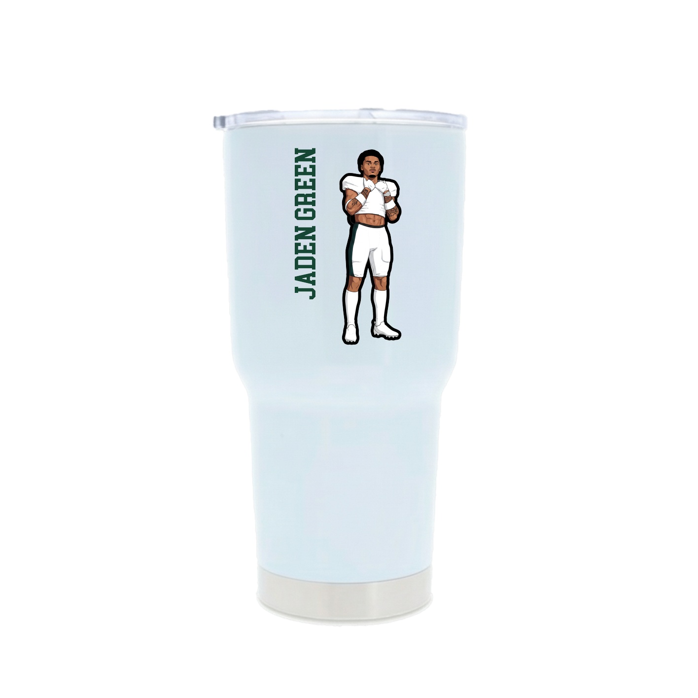 30oz Stainless Steel Tumbler — Name Vertical in White