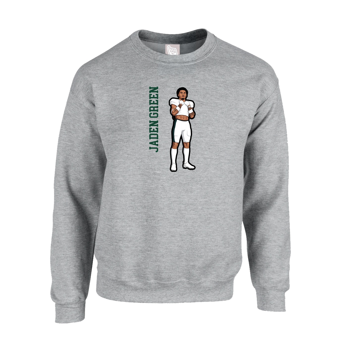 Fleece Crew — Name Vertical in Grey