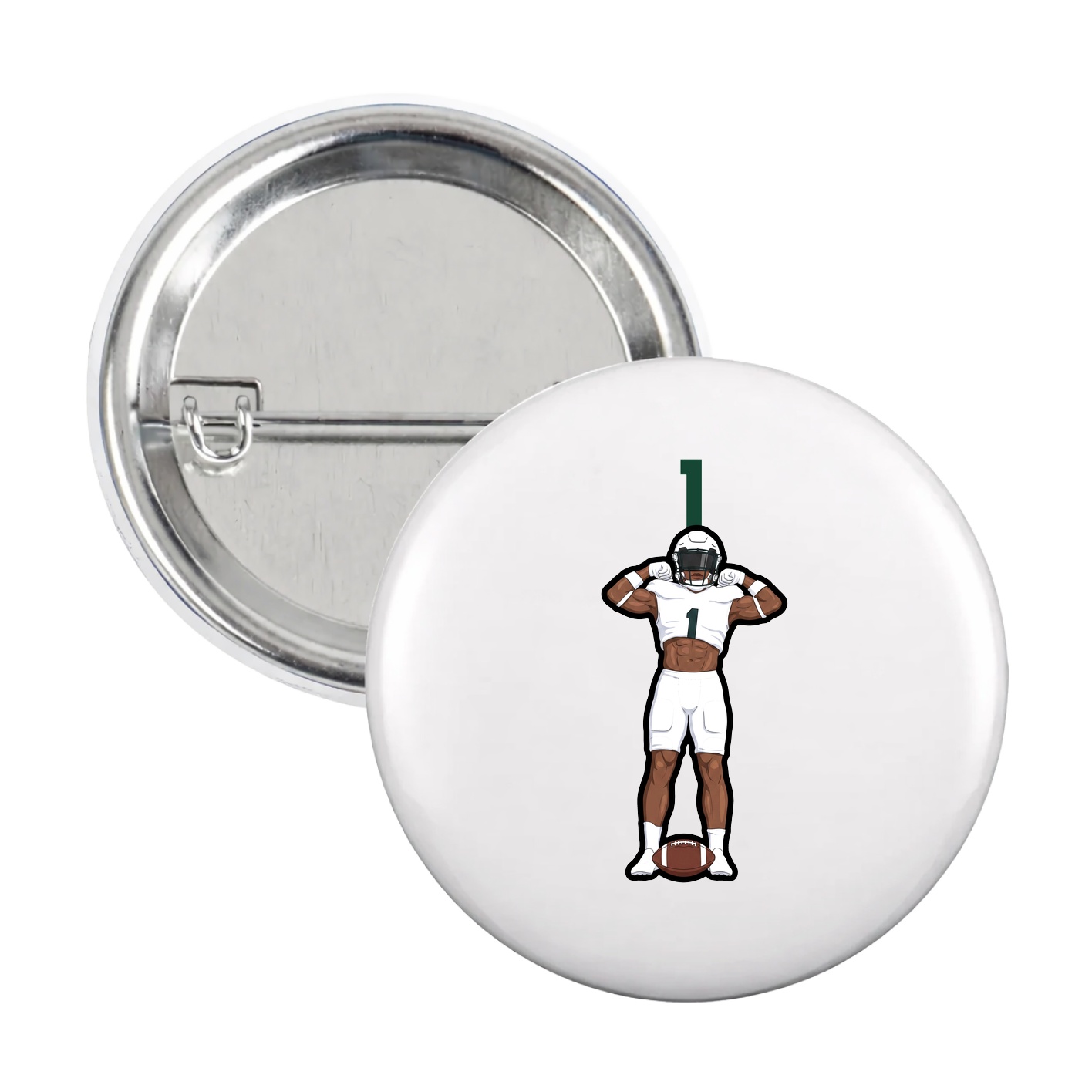 Game Day Button — Number Top in White