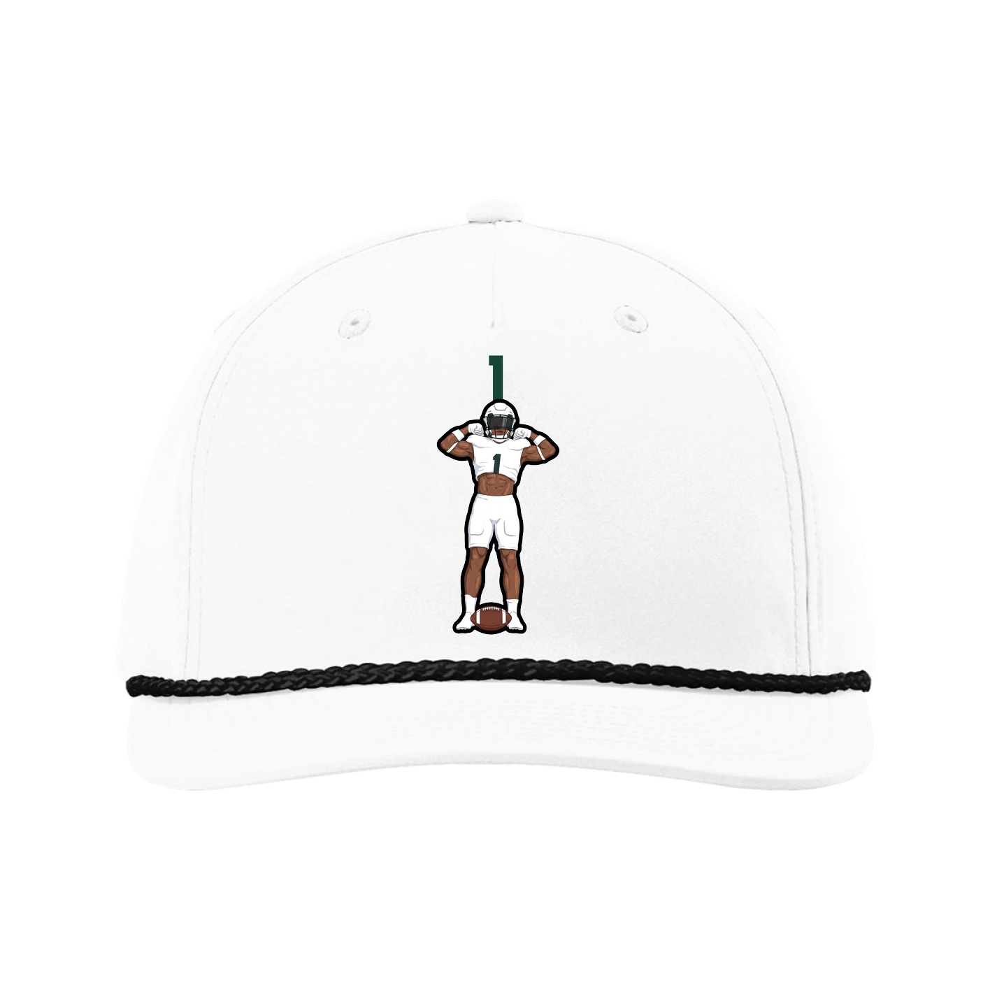 Five-Panel Classic Rope Cap — Number Top in White