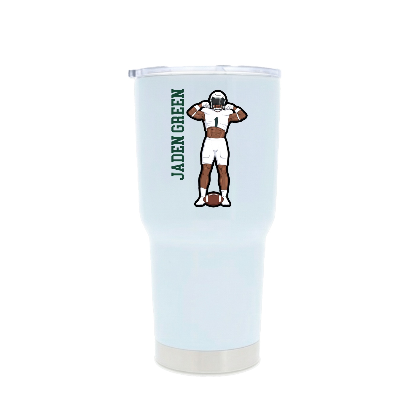 30oz Stainless Steel Tumbler — Name Vertical in White