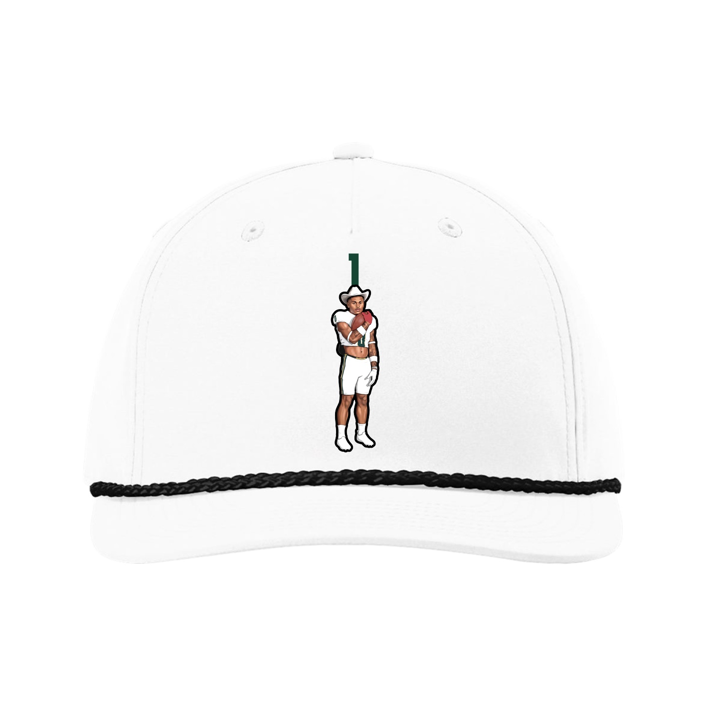 Five-Panel Classic Rope Cap — Number Top in White