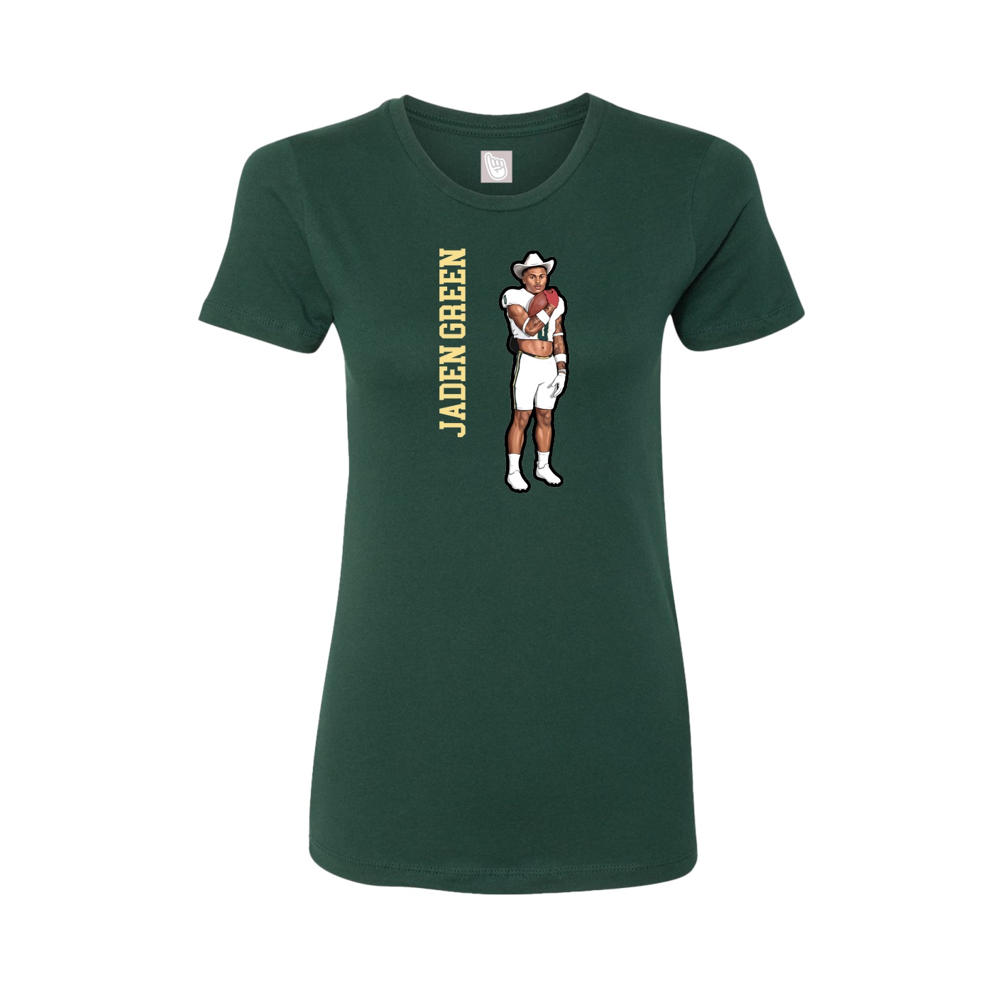Fitted Women's Tee — Name Vertical in Green