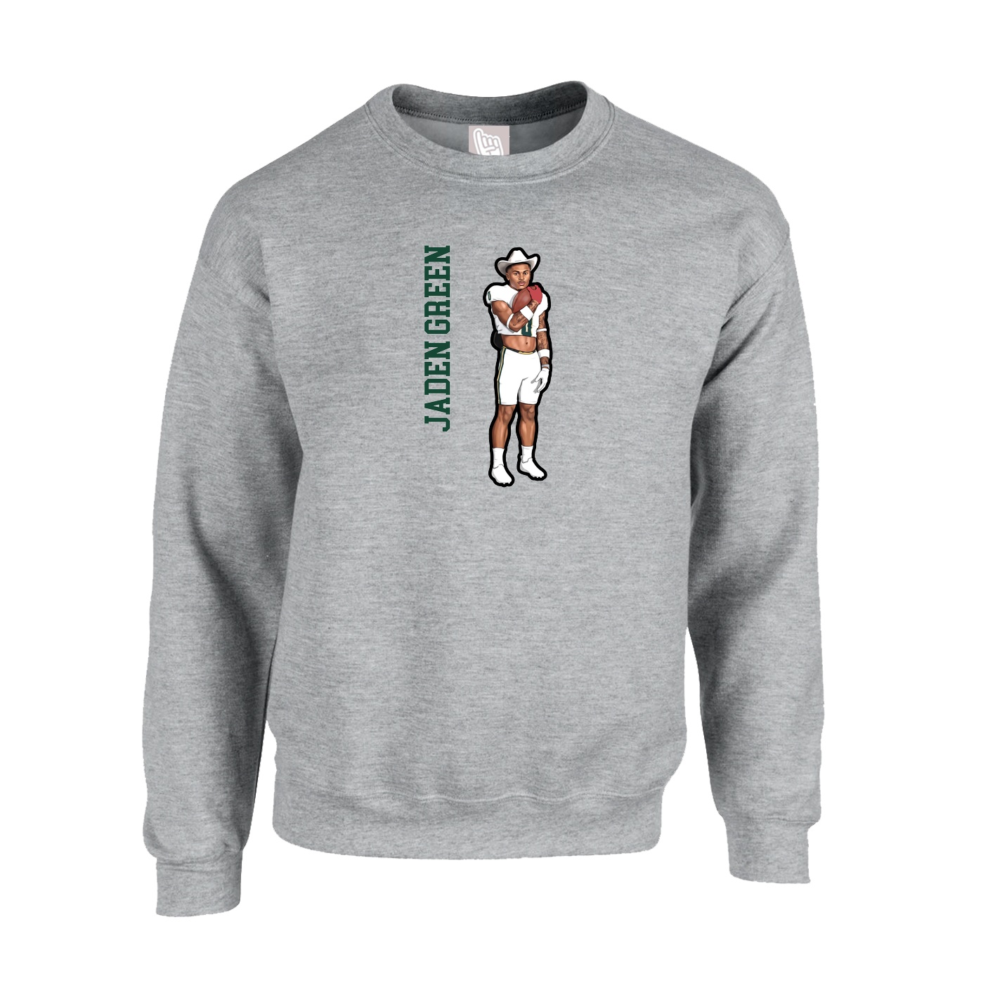 Fleece Crew — Name Vertical in Grey