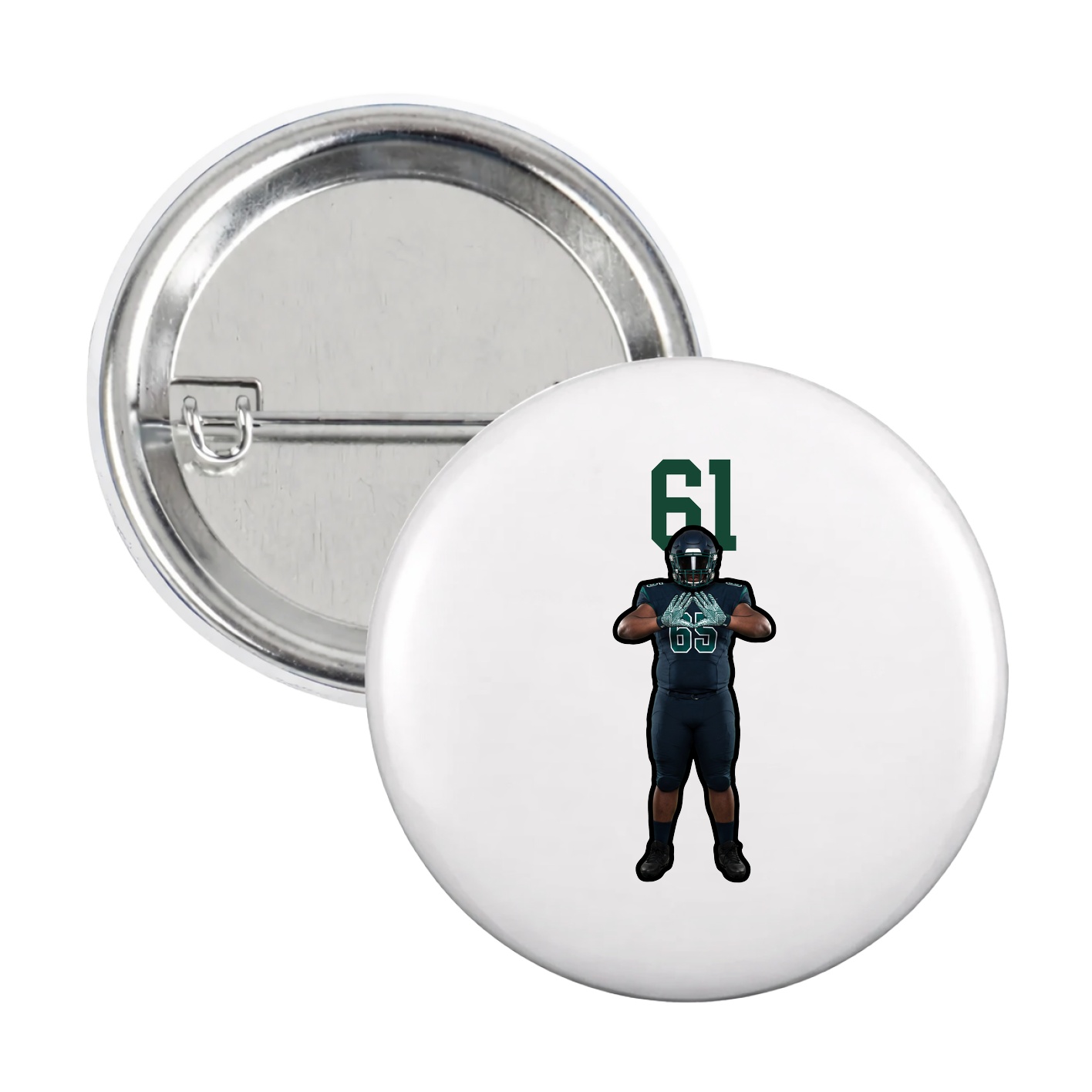 Game Day Button — Number Top in White