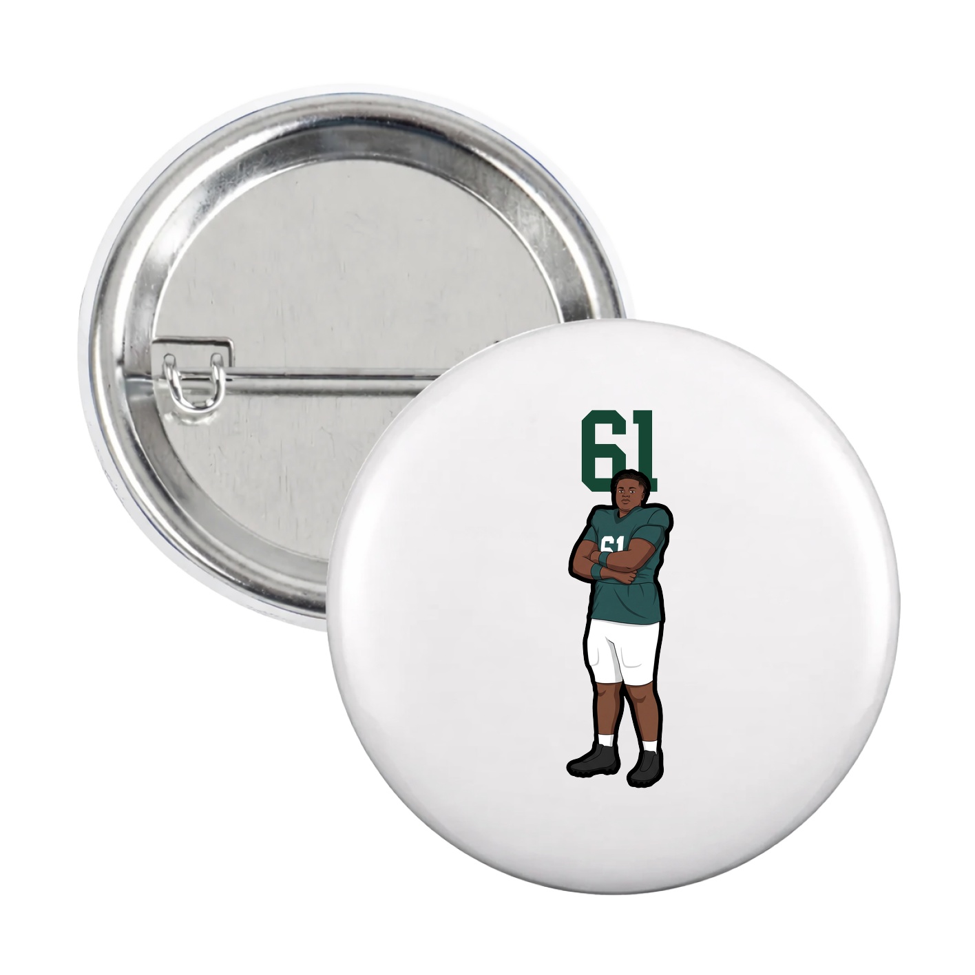 Game Day Button — Number Top in White