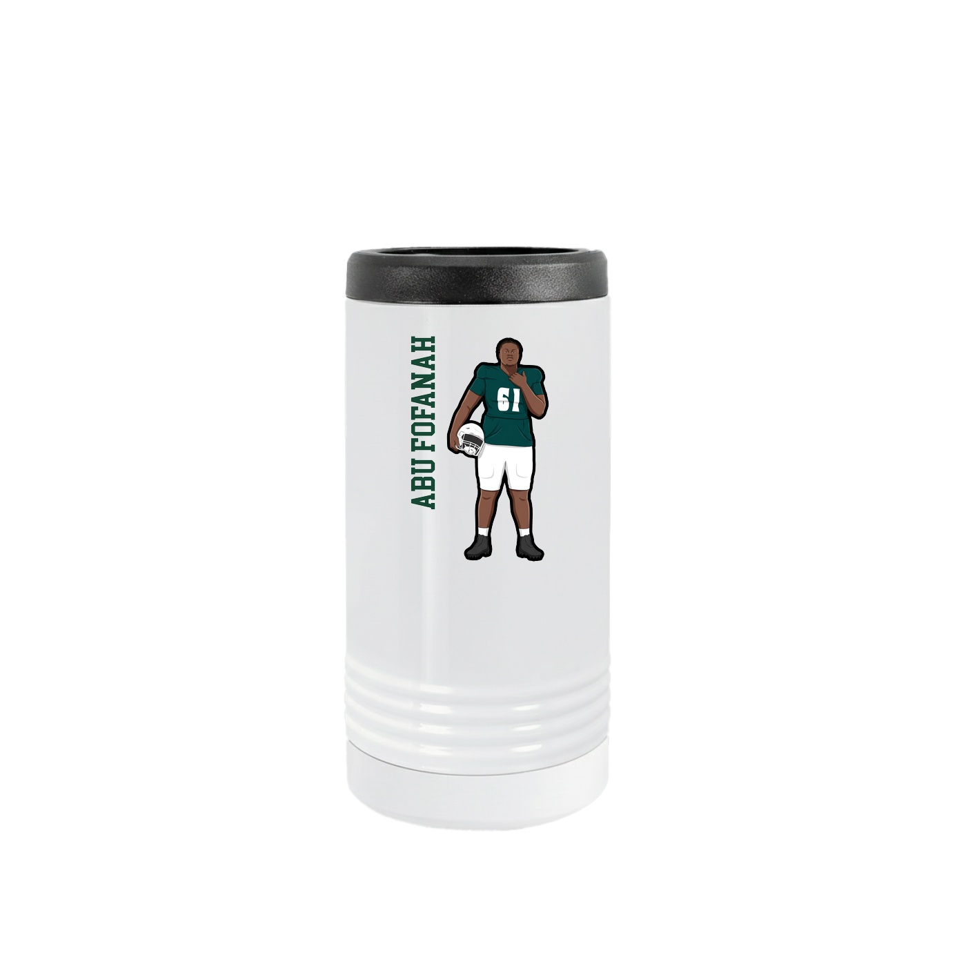 Slim Beverage Holder — Name Vertical in White