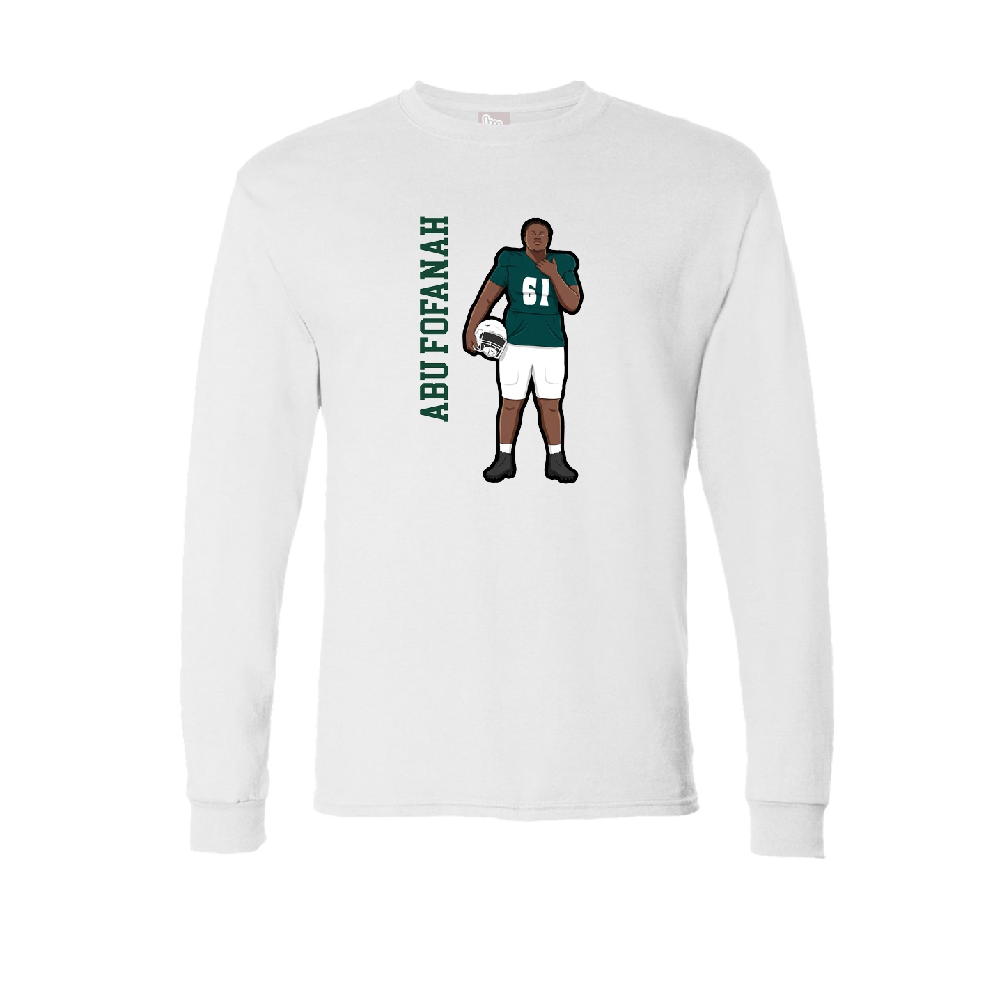 Long Sleeve Tee — Name Vertical in White