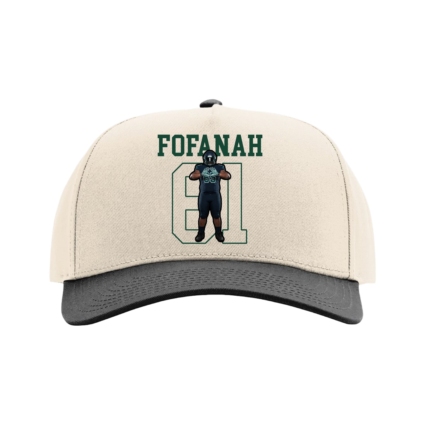 Full Fabric Five-Panel Champ Cap — Shirsey in Cream/Black