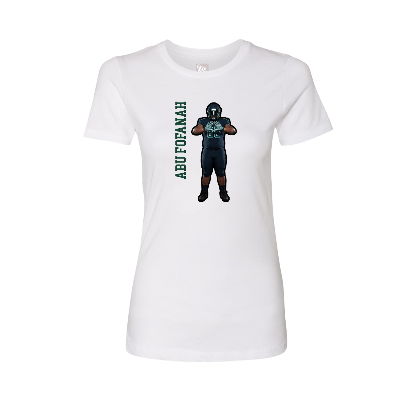 Fitted Women's Tee — Name Vertical in White