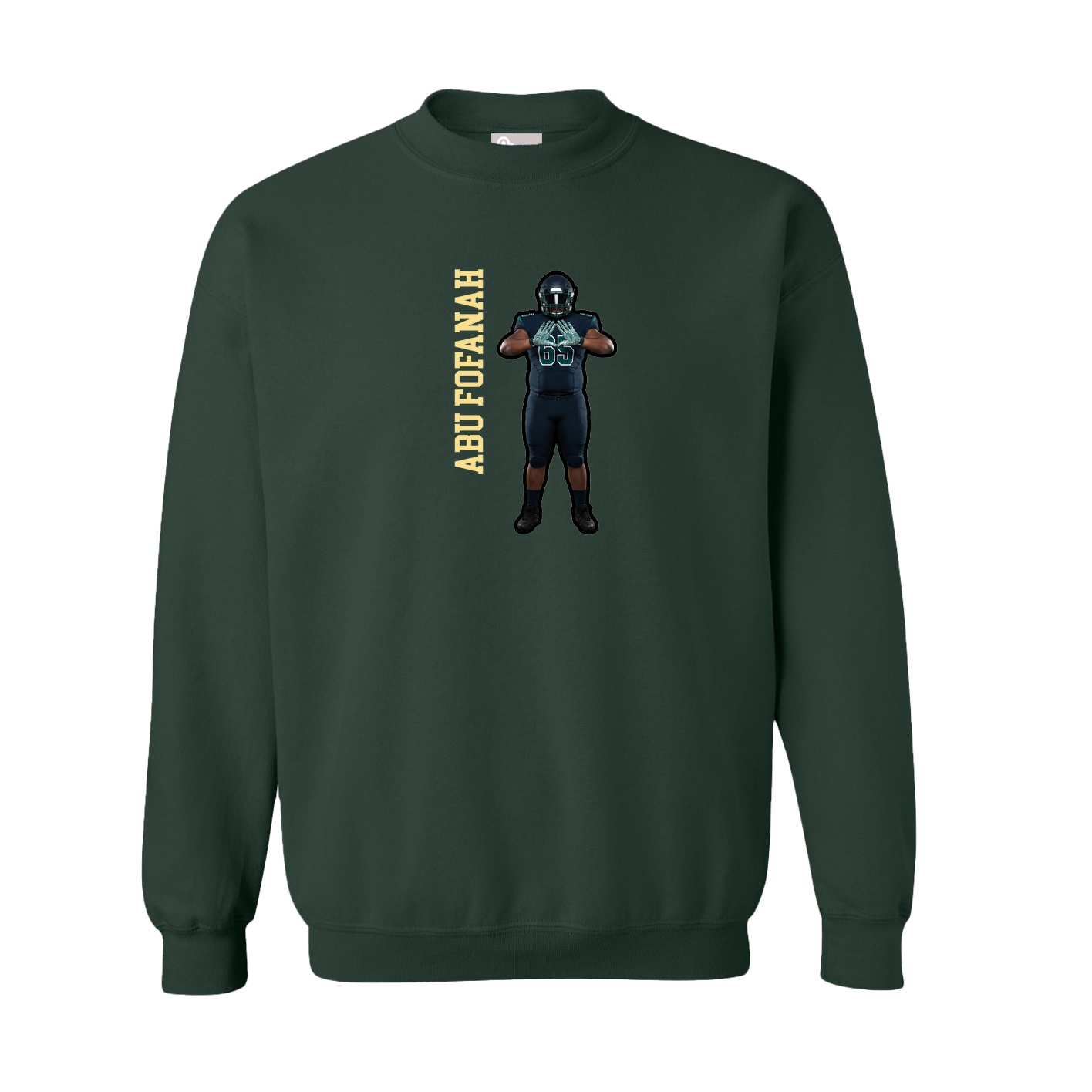 Fleece Crew — Name Vertical in Green