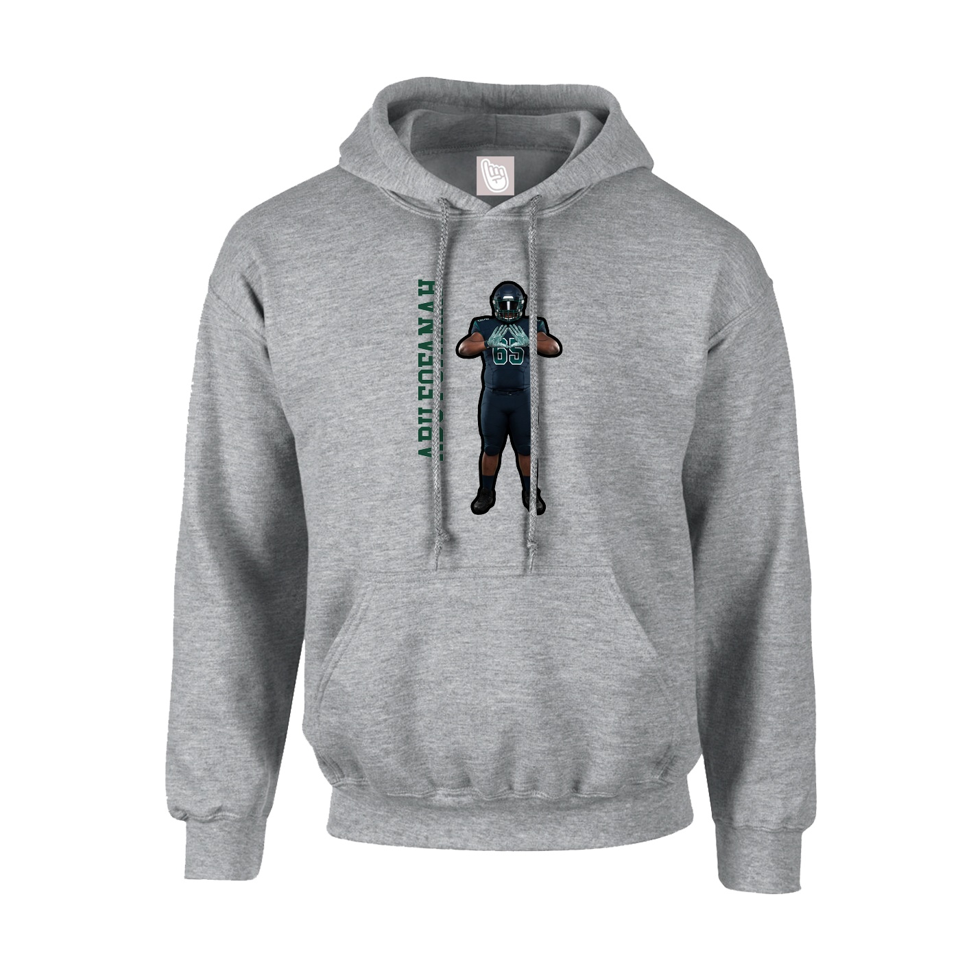 Youth Hoodie — Name Vertical in Grey