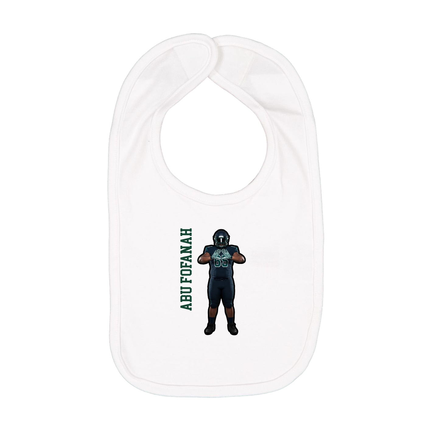 Infant Bib — Name Vertical in White
