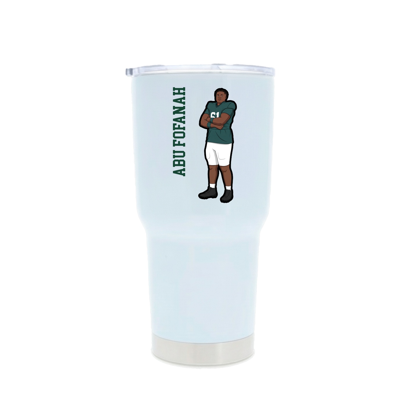 30oz Stainless Steel Tumbler — Name Vertical in White