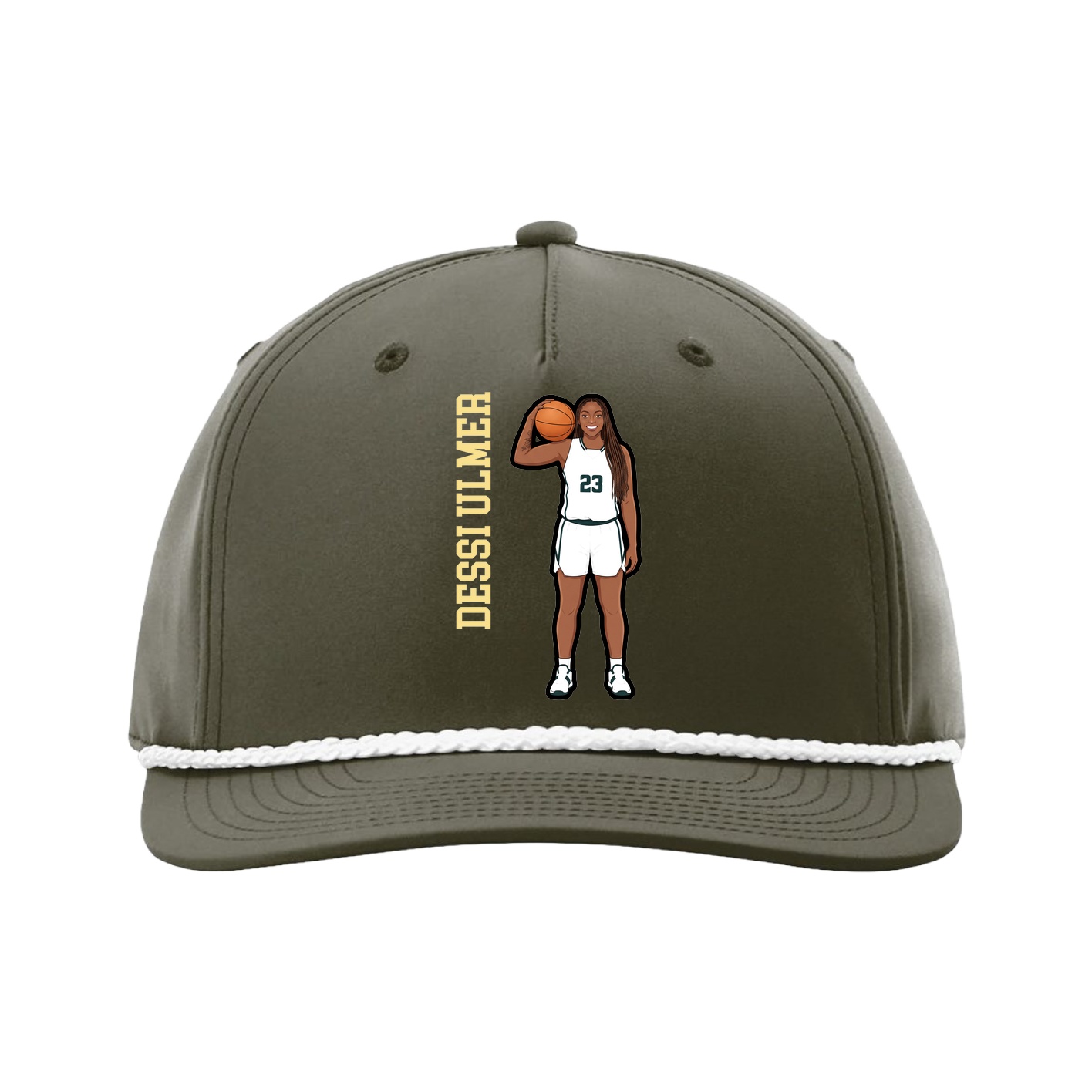 Five-Panel Classic Rope Cap — Name Vertical in Green