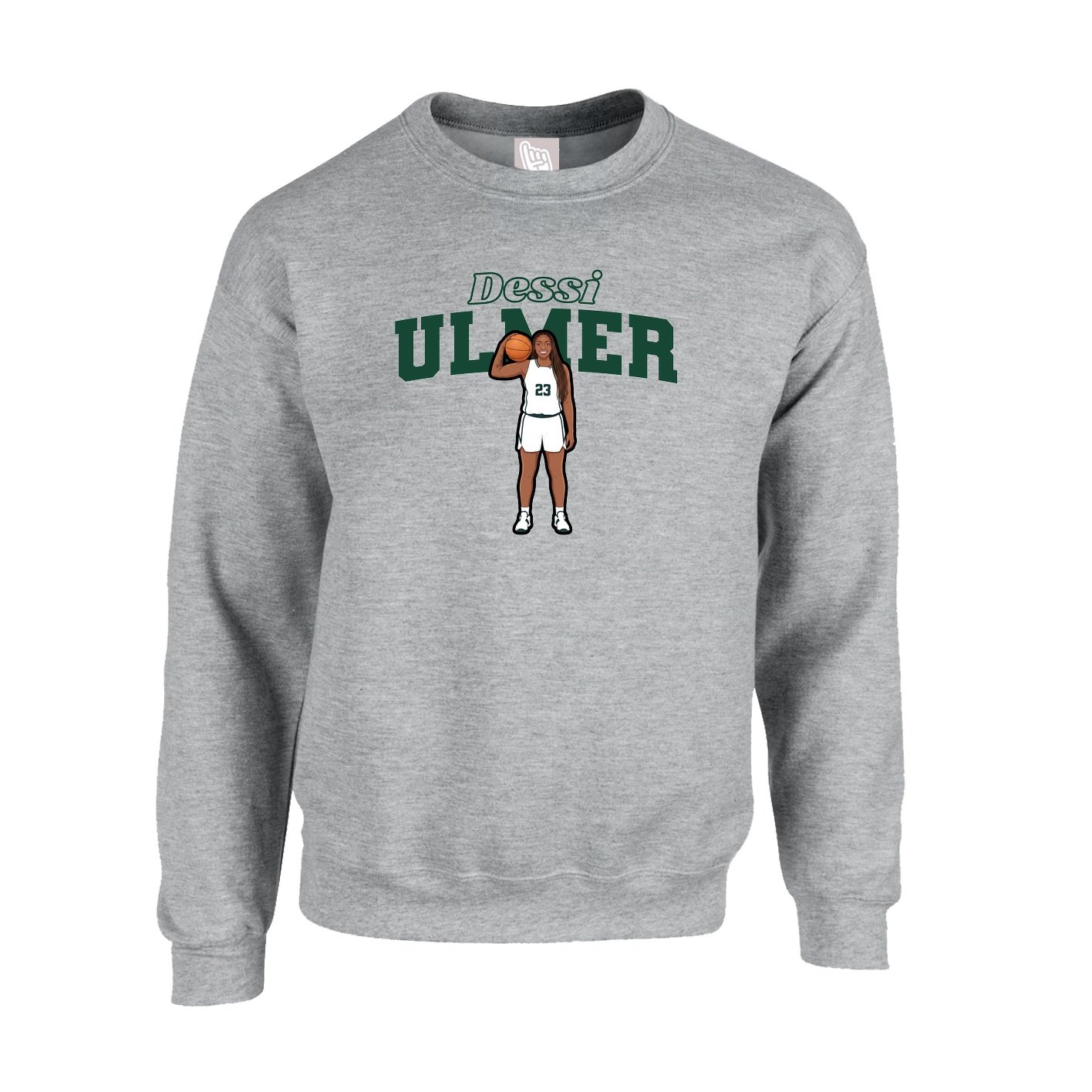 Fleece Crew — Name Arch in Grey