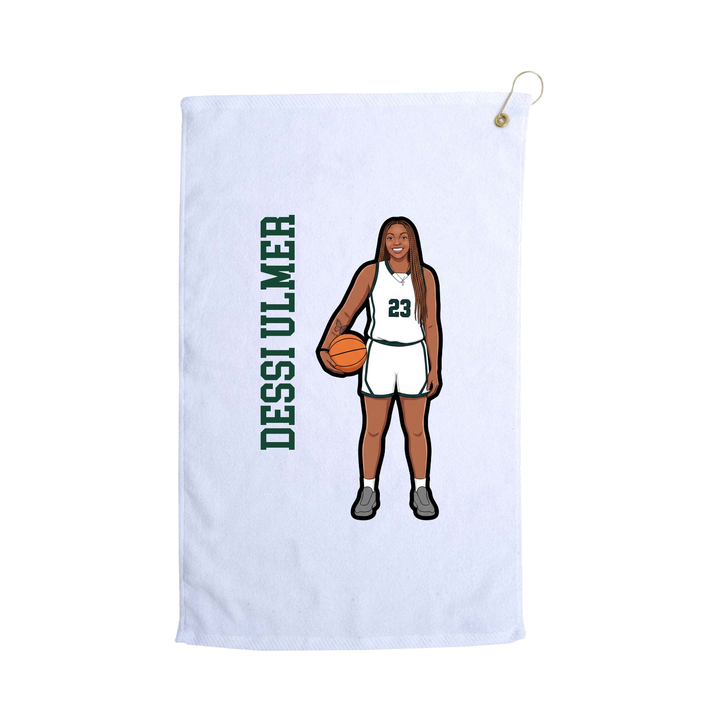 Golf Towel — Name Vertical in White