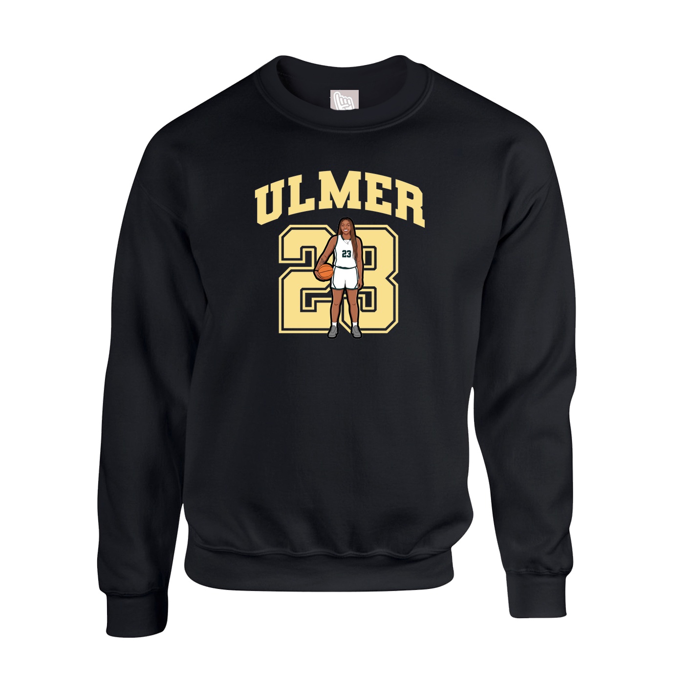 Fleece Crew — Number in Black