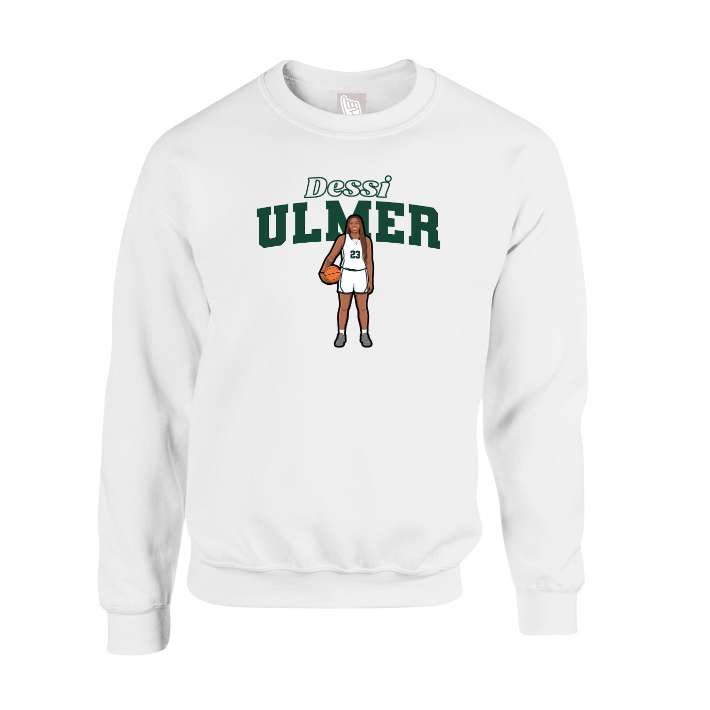 Fleece Crew — Name Arch in White
