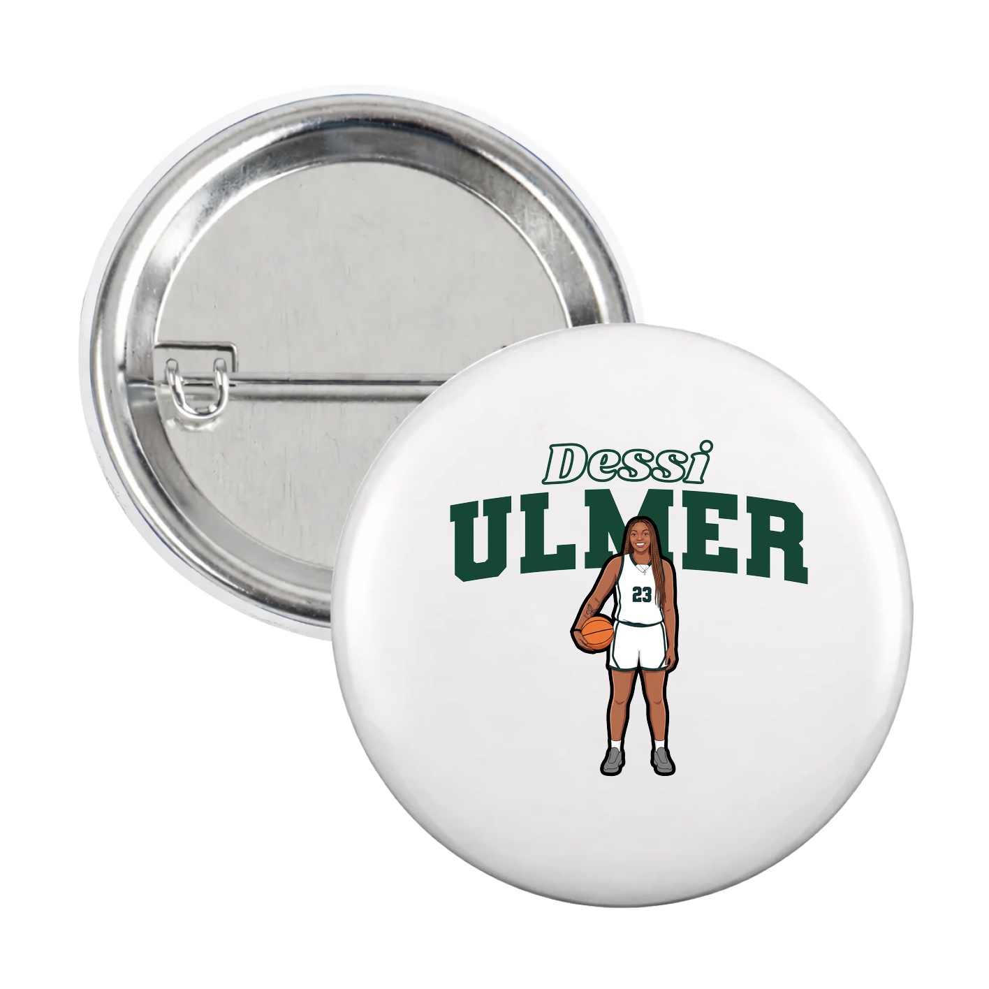 Game Day Button — Name Arch in White
