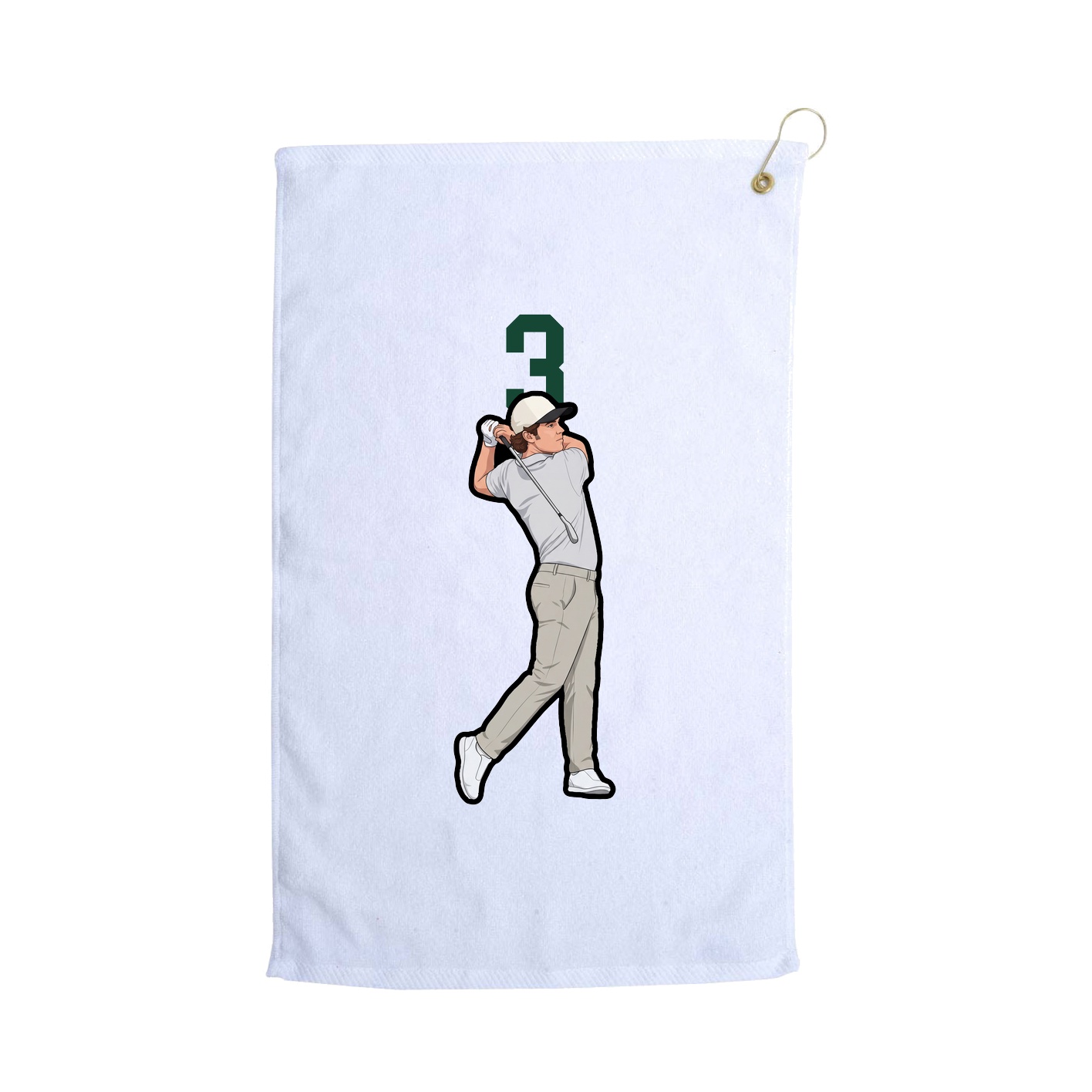 Golf Towel — Number Top in White