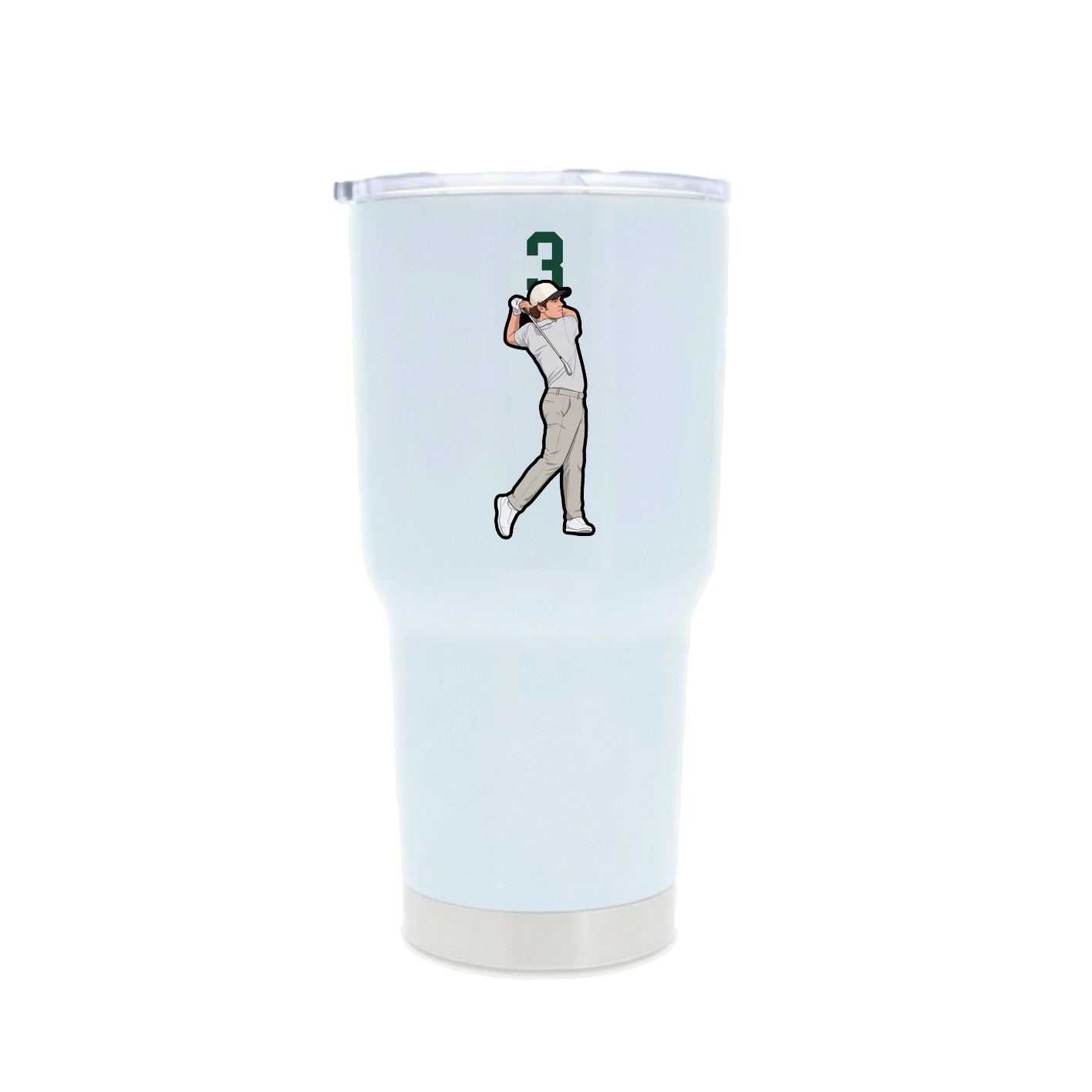 30oz Stainless Steel Tumbler — Number Top in White