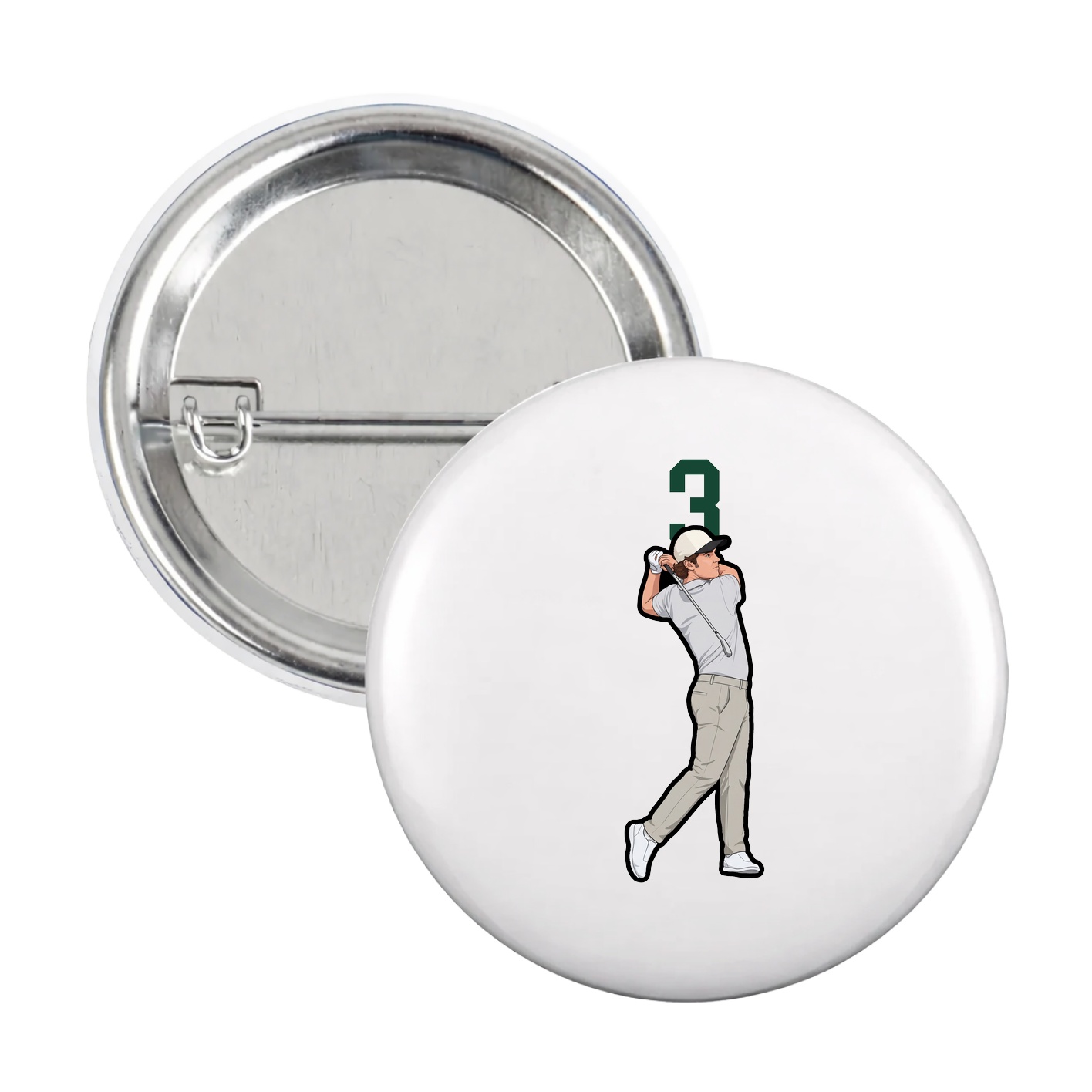 Game Day Button — Number Top in White