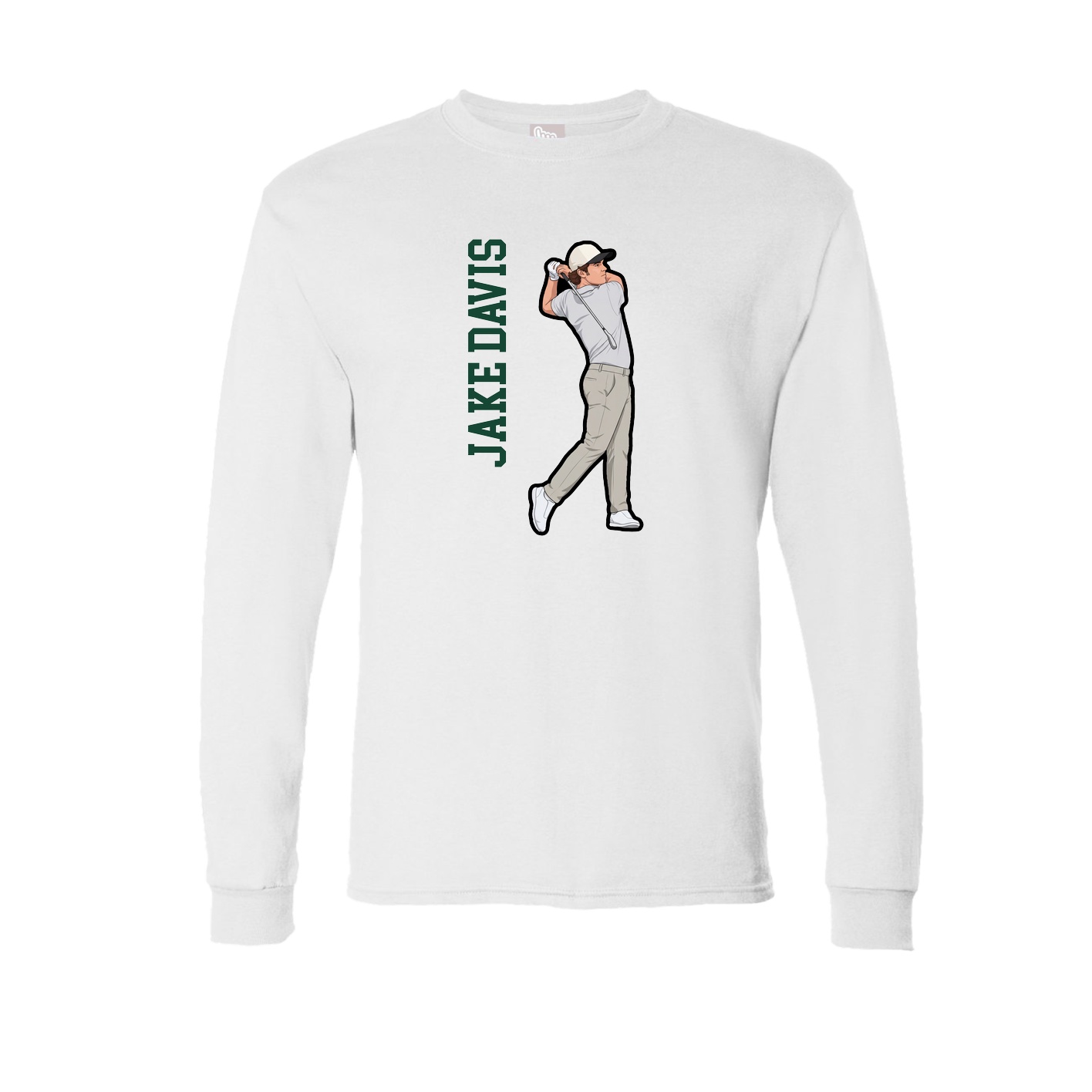 Long Sleeve Tee — Name Vertical in White