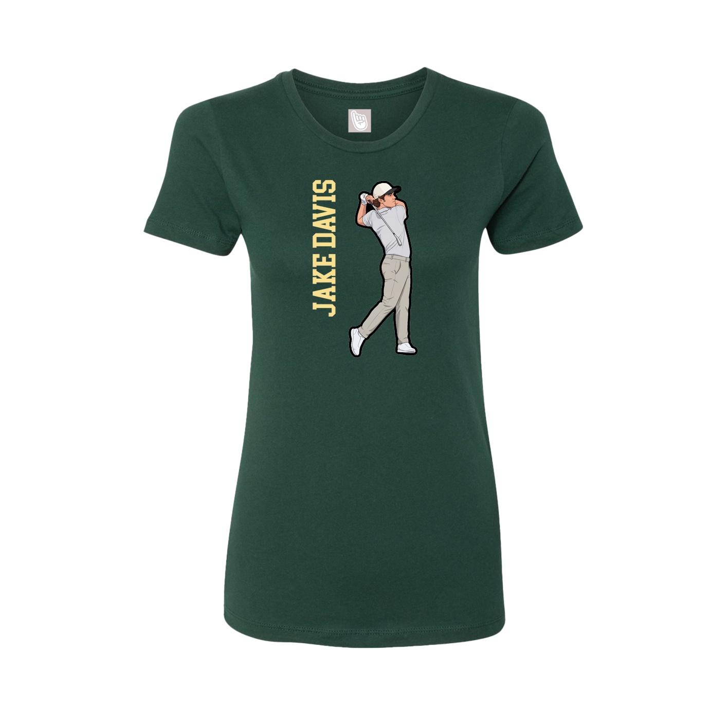 Fitted Women's Tee — Name Vertical in Green